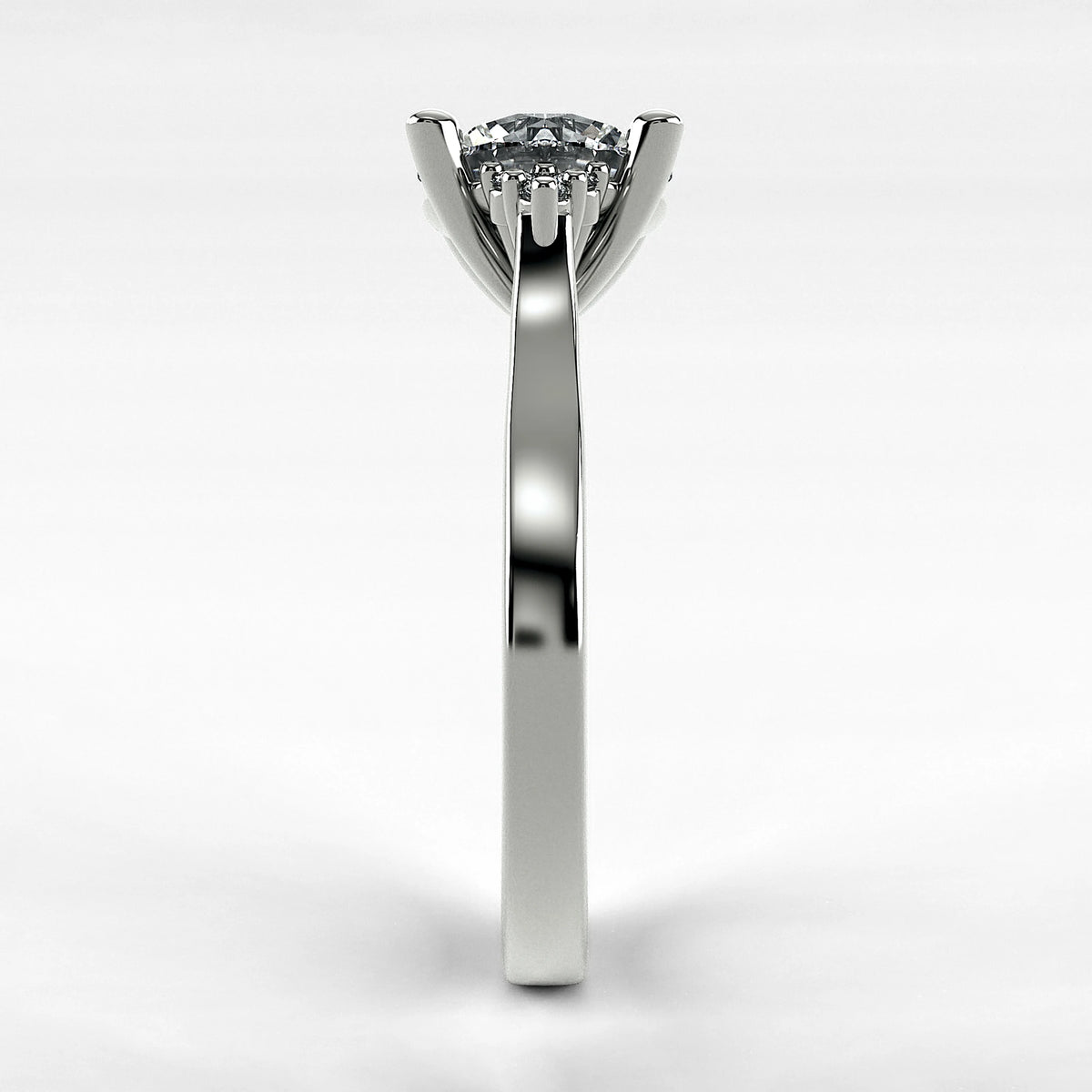 Anillo de Compromiso Umbral - Redondo en oro blanco - vista 2