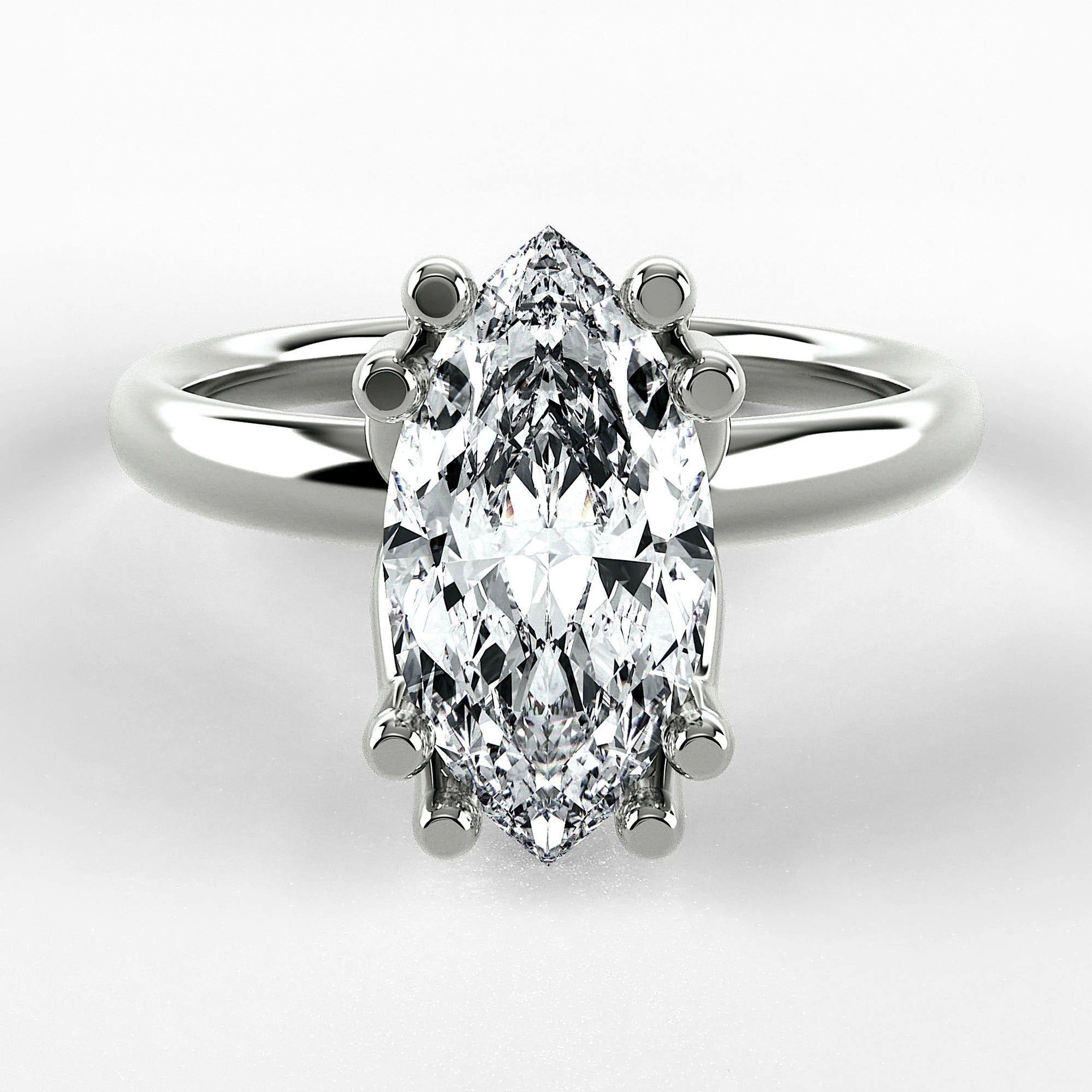 Anillo de Compromiso Balance - Marquesa en oro blanco - vista 1