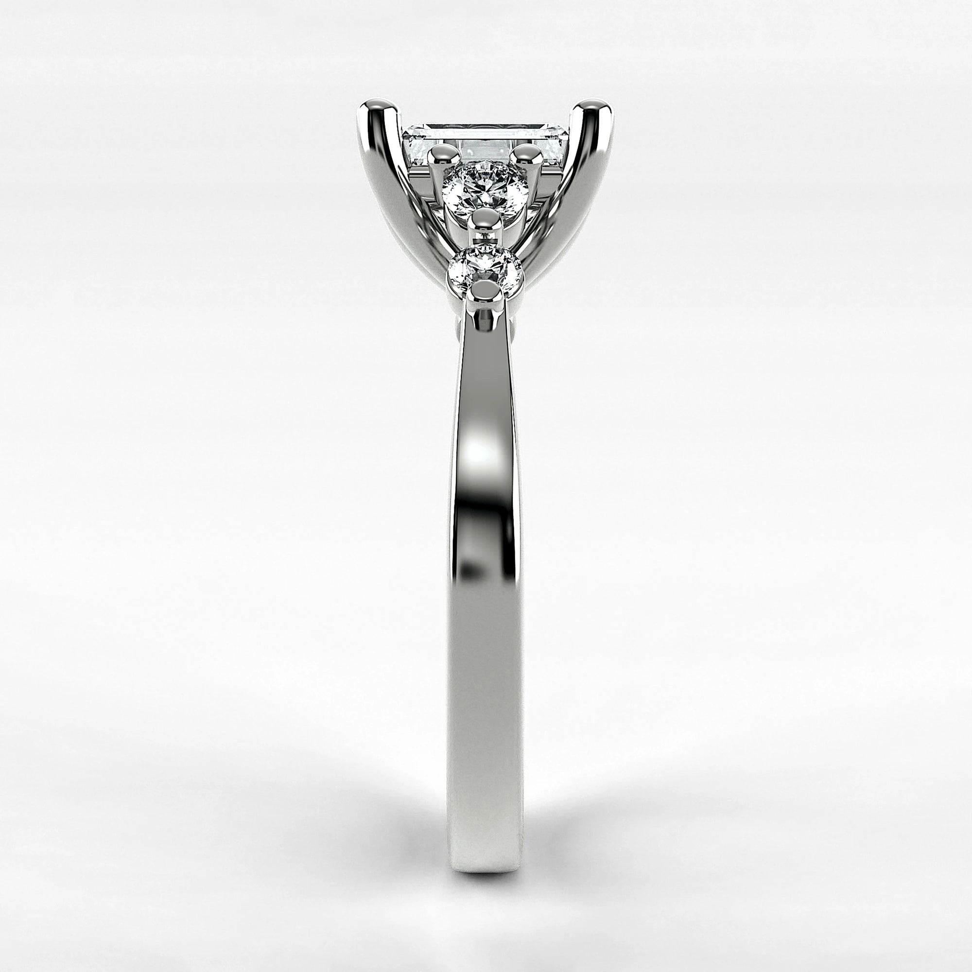 Anillo de Compromiso Constelación - Esmeralda en oro blanco - vista 2