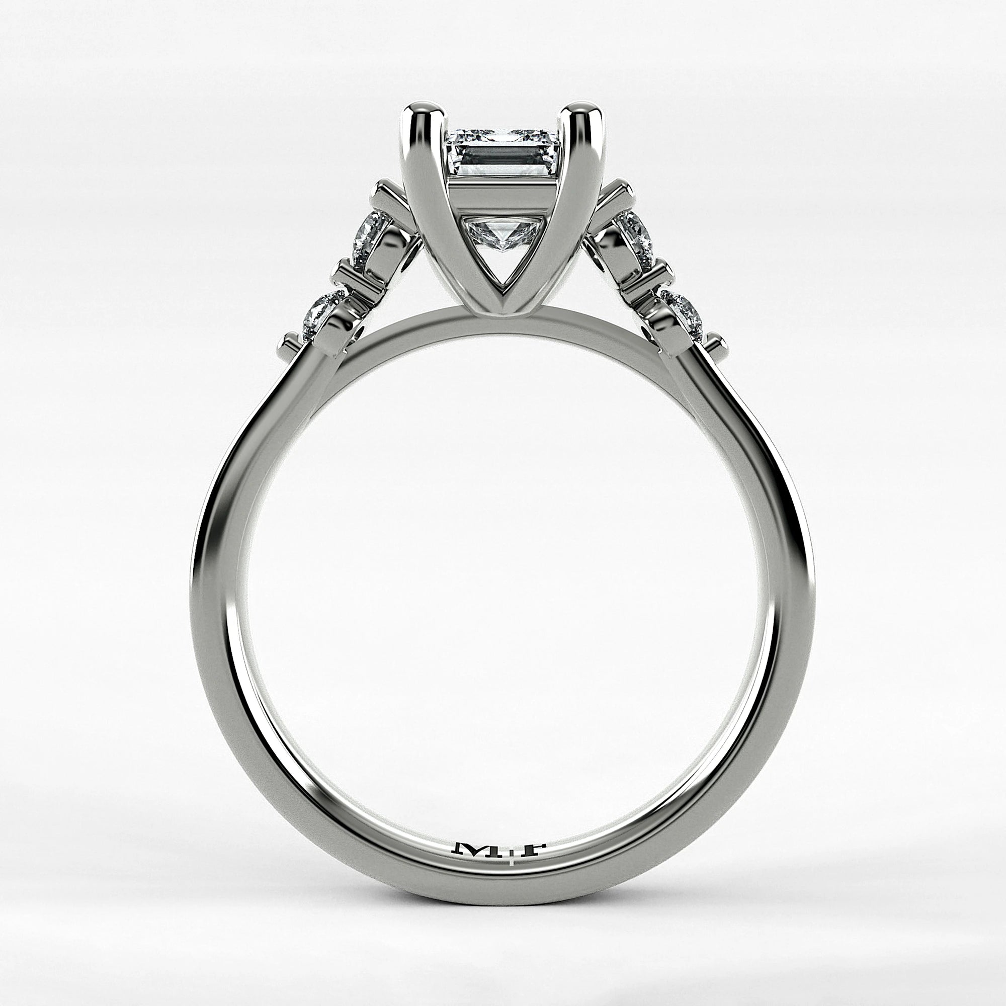 Anillo de Compromiso Constelación - Esmeralda en oro blanco - vista 3