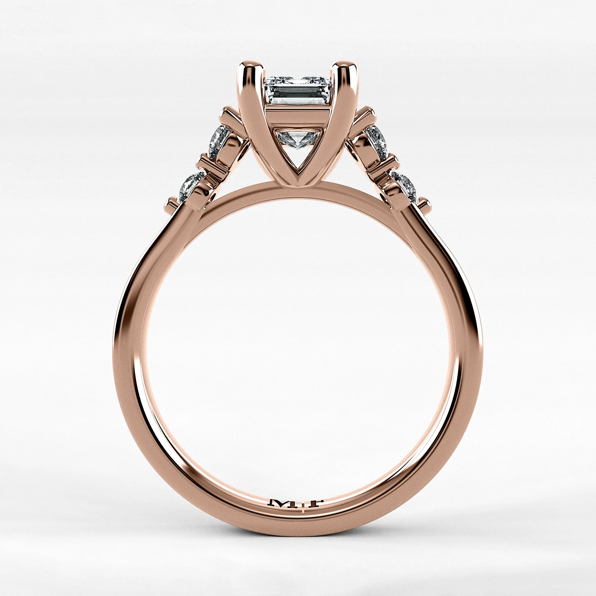 Anillo de Compromiso Constelación - Esmeralda en oro rosa - vista 3