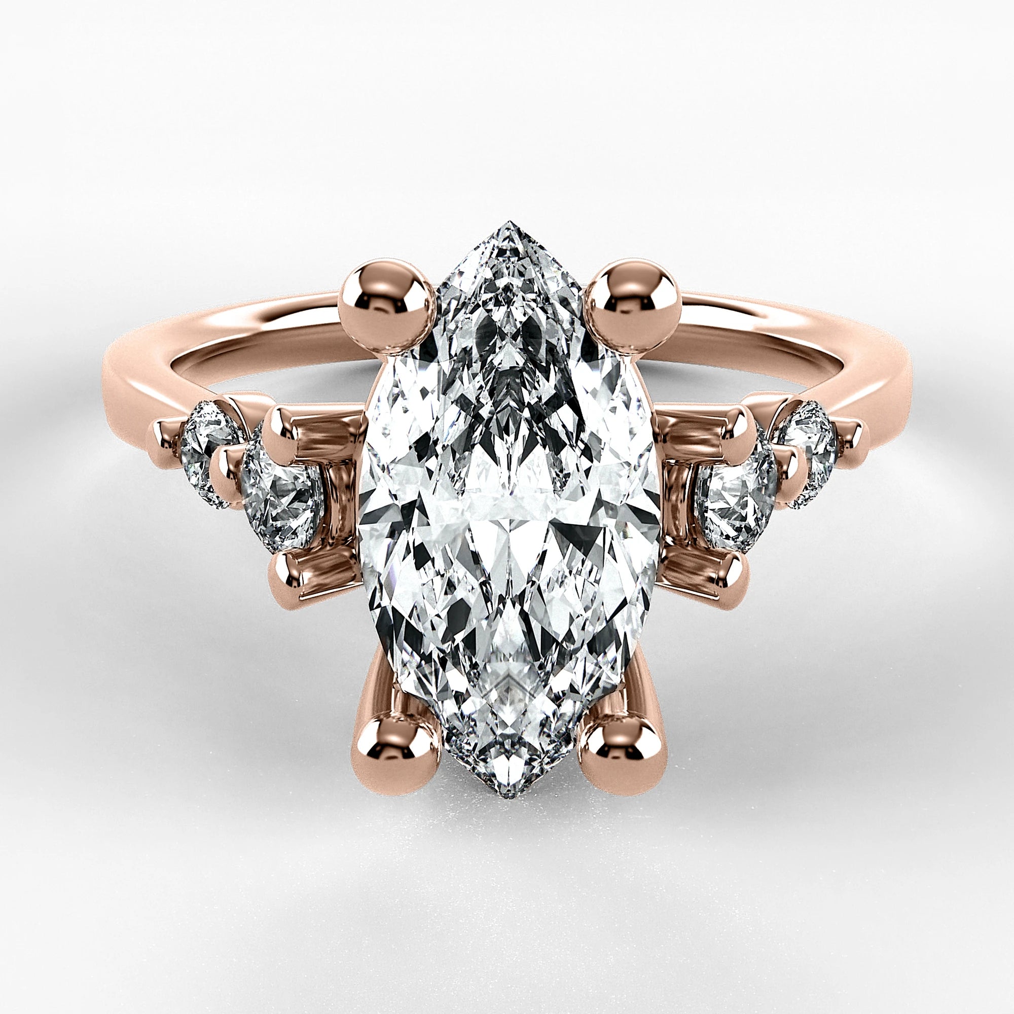 Anillo de Compromiso Constelación - Marquesa en oro rosa - vista 1