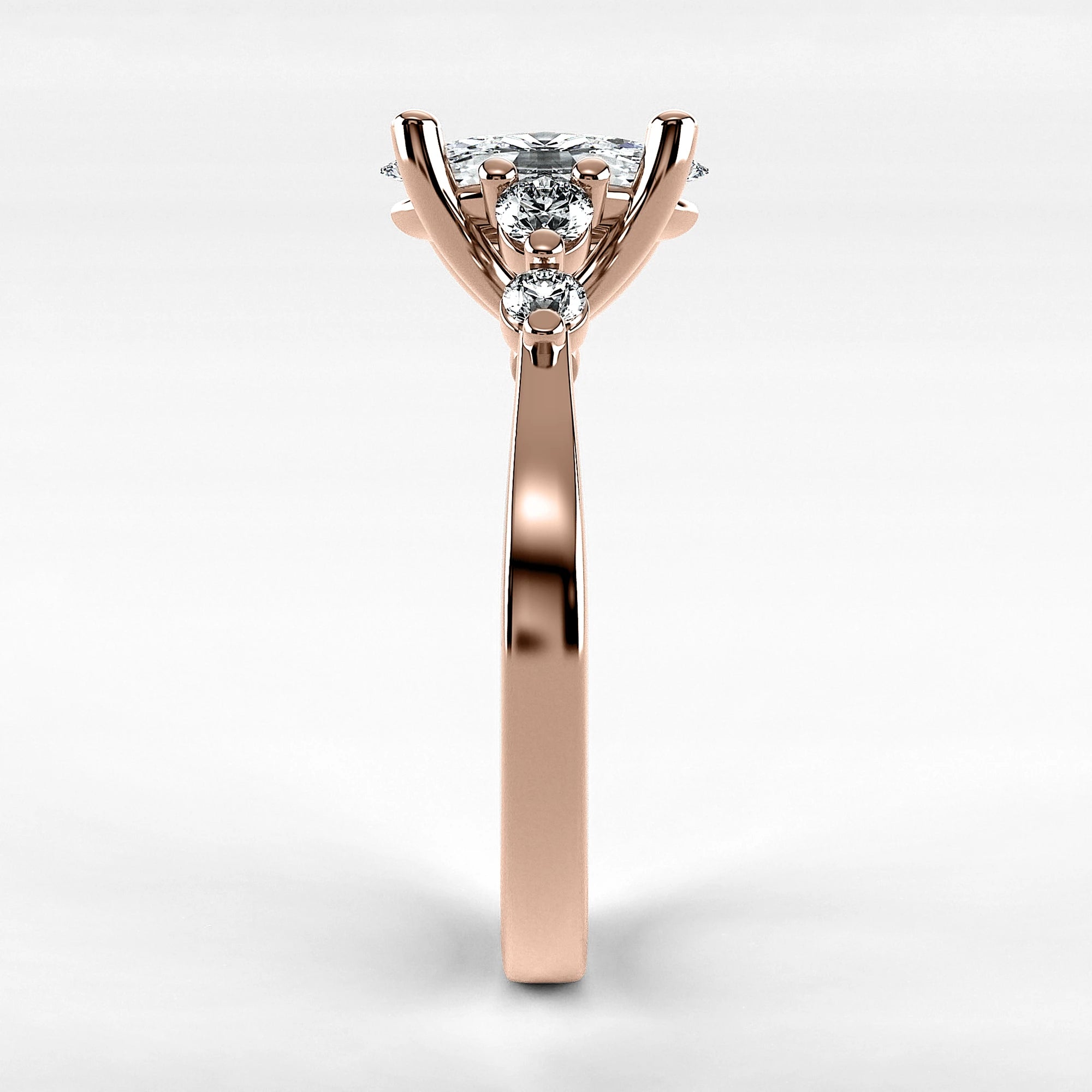 Anillo de Compromiso Constelación - Marquesa en oro rosa - vista 2