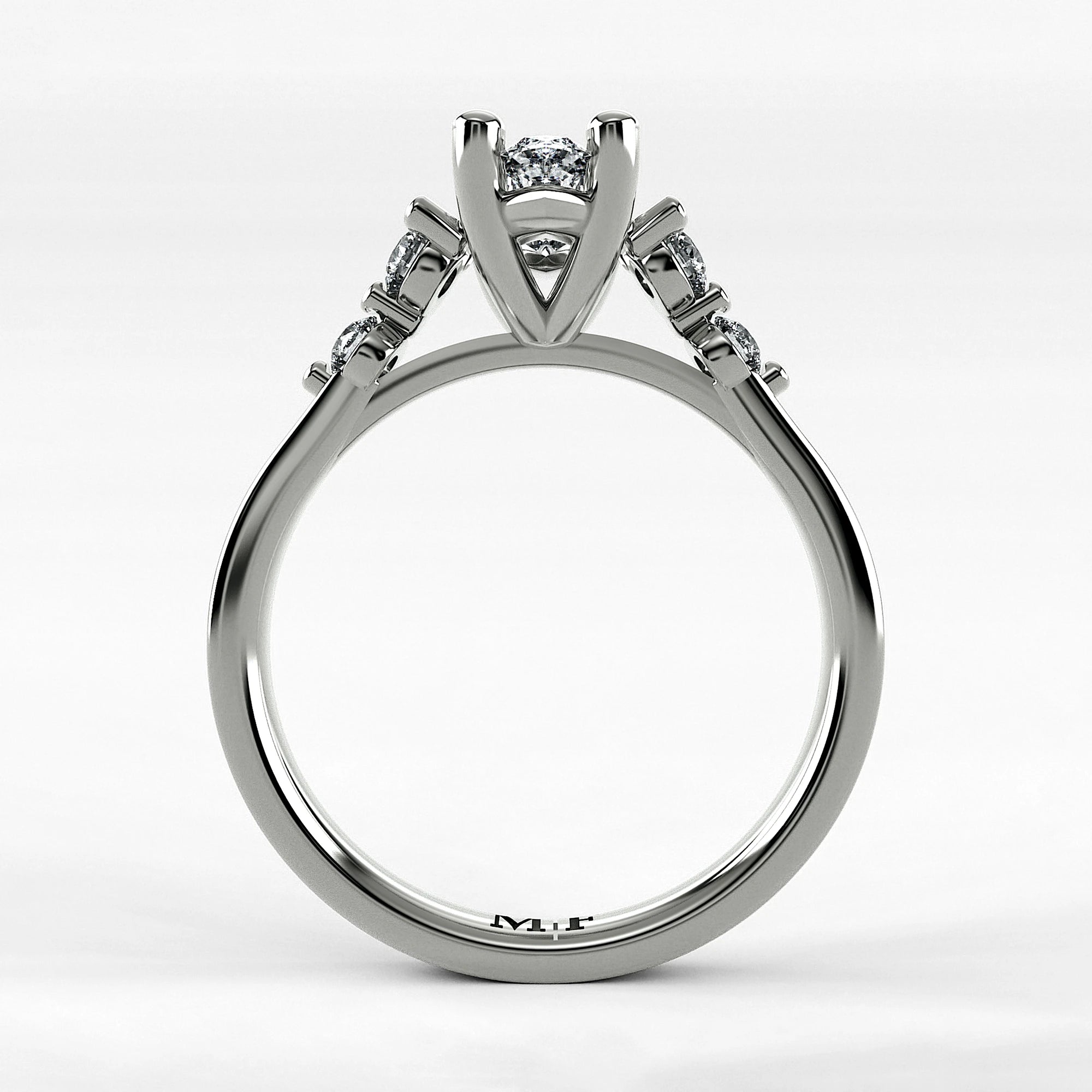 Anillo de Compromiso Constelación - Marquesa en oro blanco - vista 3