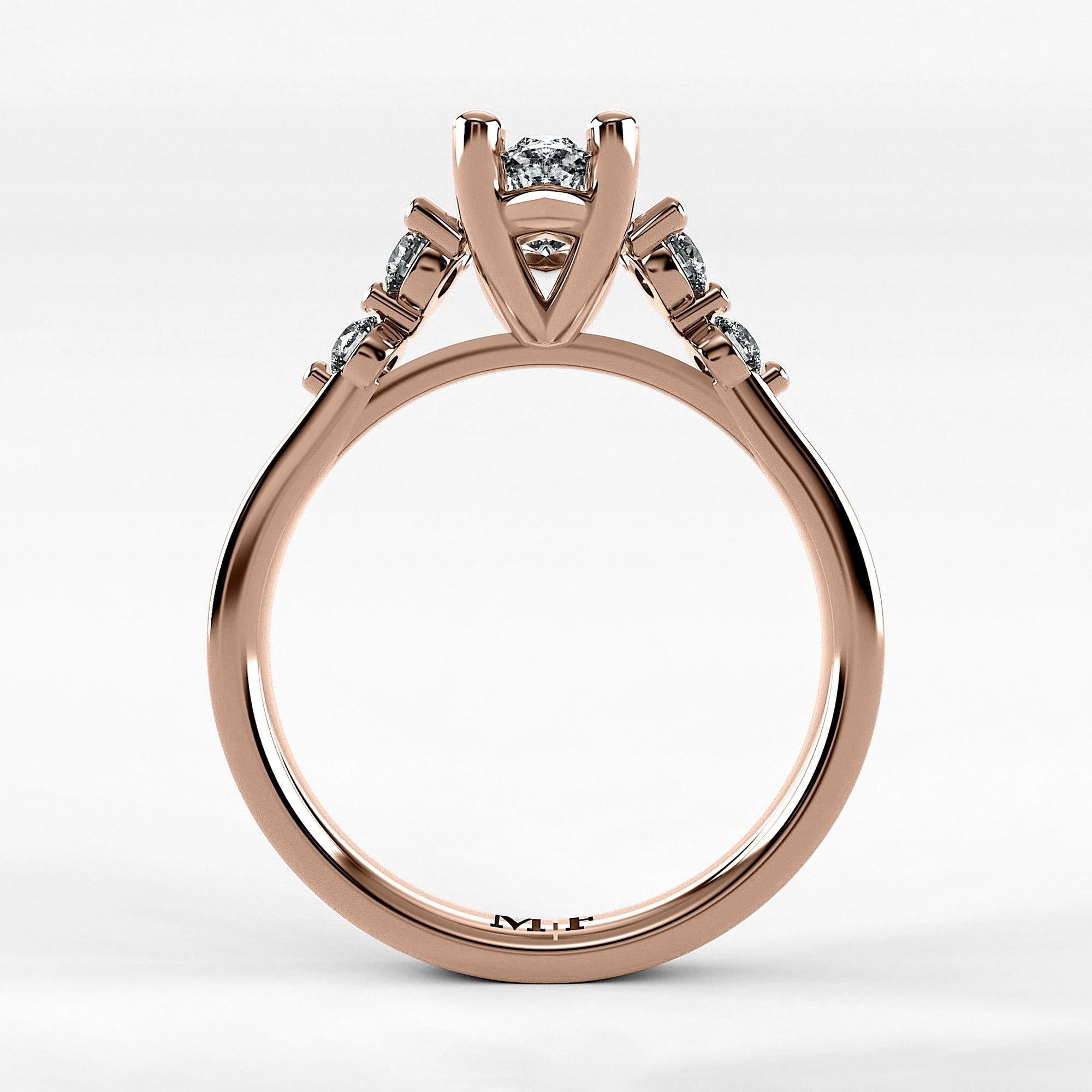 Anillo de Compromiso Constelación - Marquesa en oro rosa - vista 3