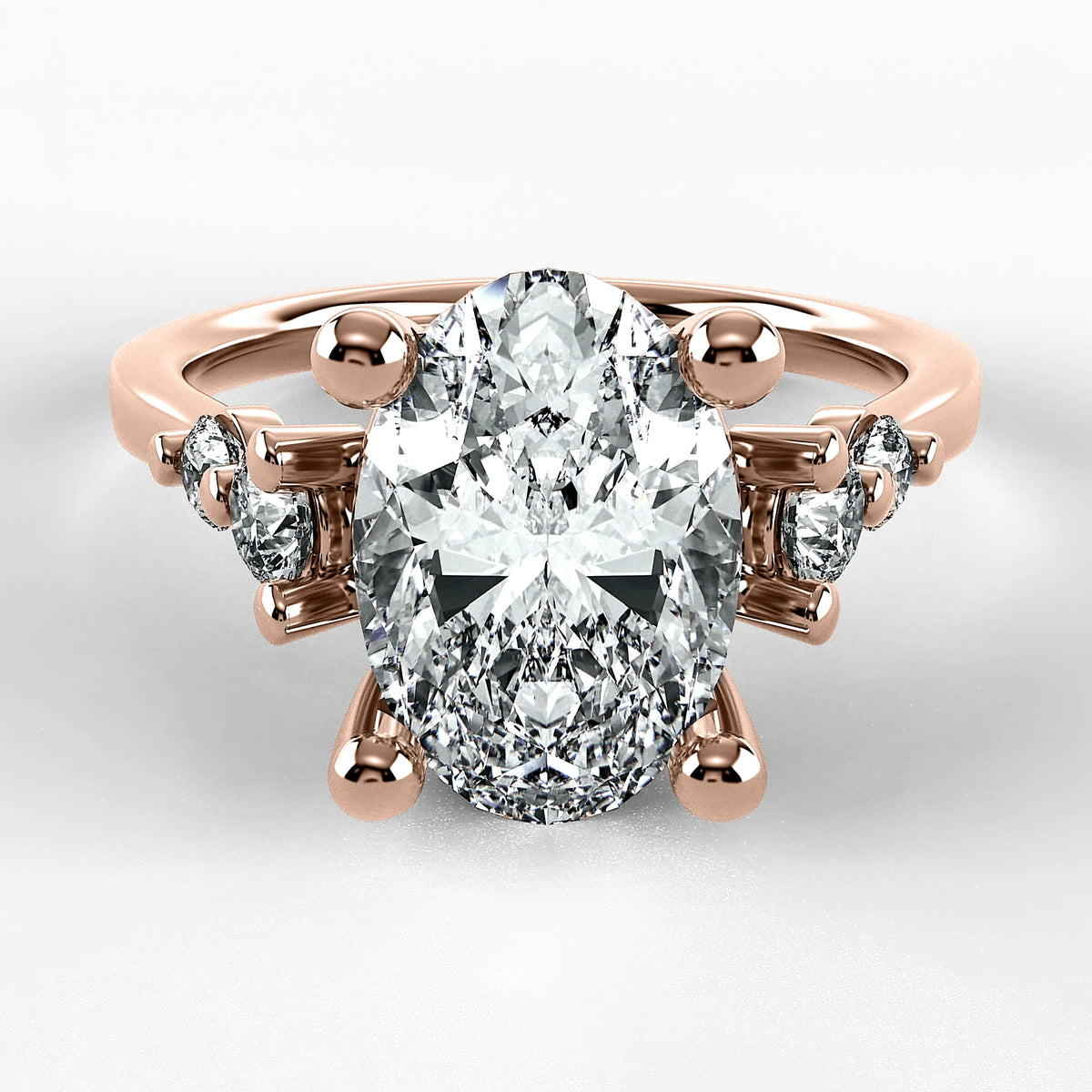 Anillo de Compromiso Constelación - Oval en oro rosa - vista 1