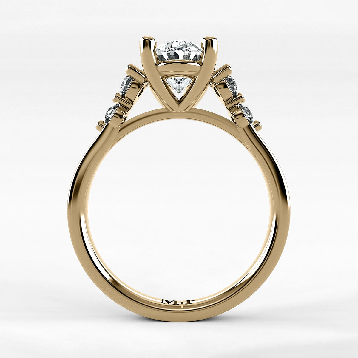 Anillo de Compromiso Constelación - Oval en oro amarillo - vista 3