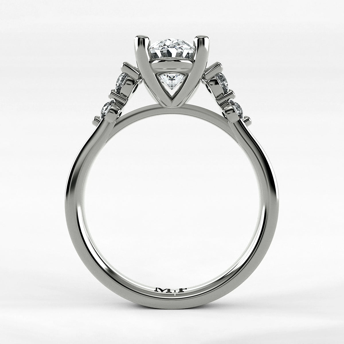 Anillo de Compromiso Constelación - Oval en oro blanco - vista 3
