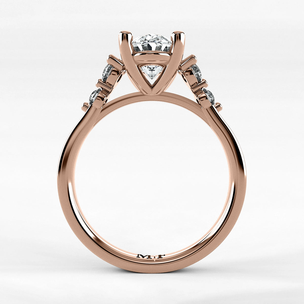 Anillo de Compromiso Constelación - Oval en oro rosa - vista 3