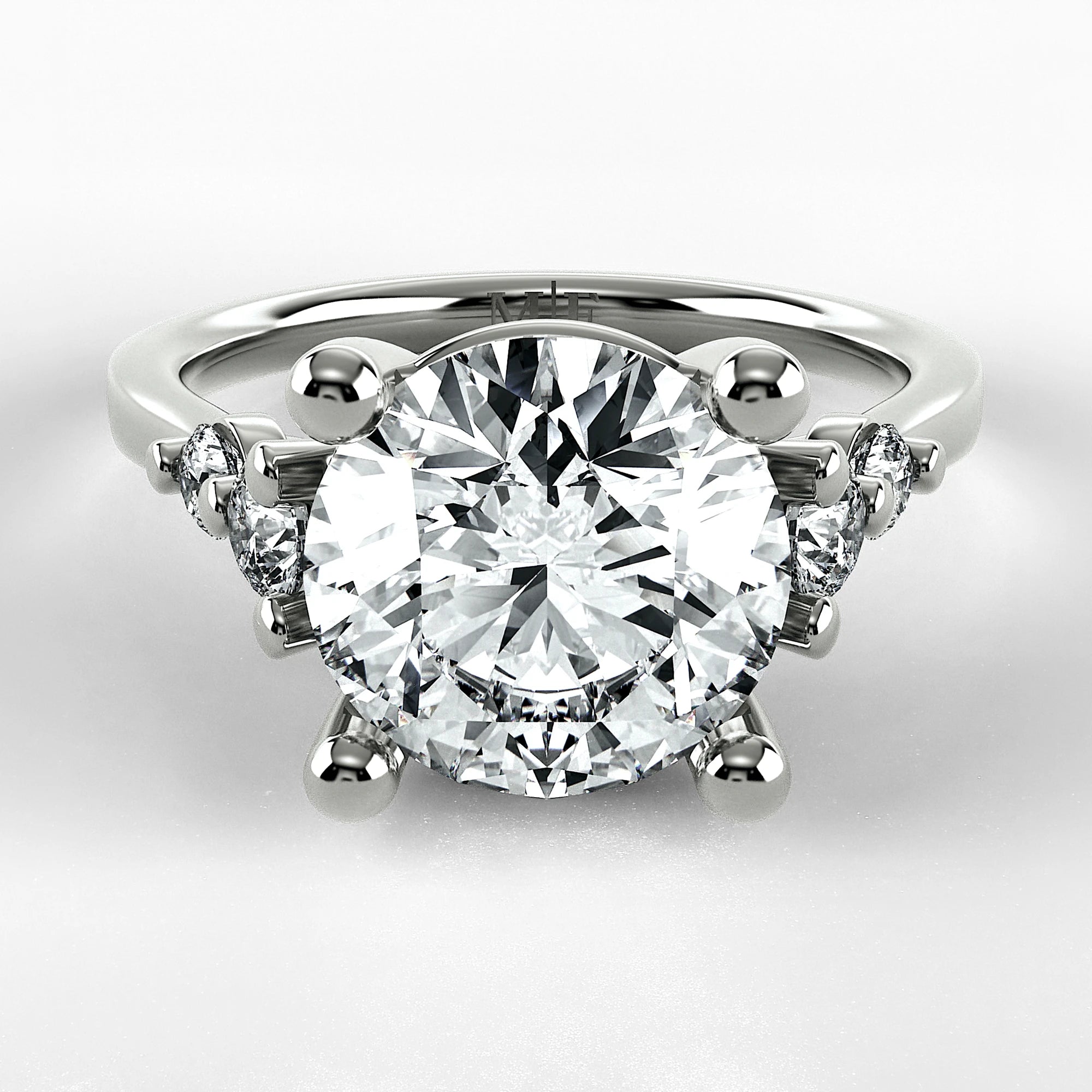 Anillo de Compromiso Constelación - Redondo en oro blanco - vista 1