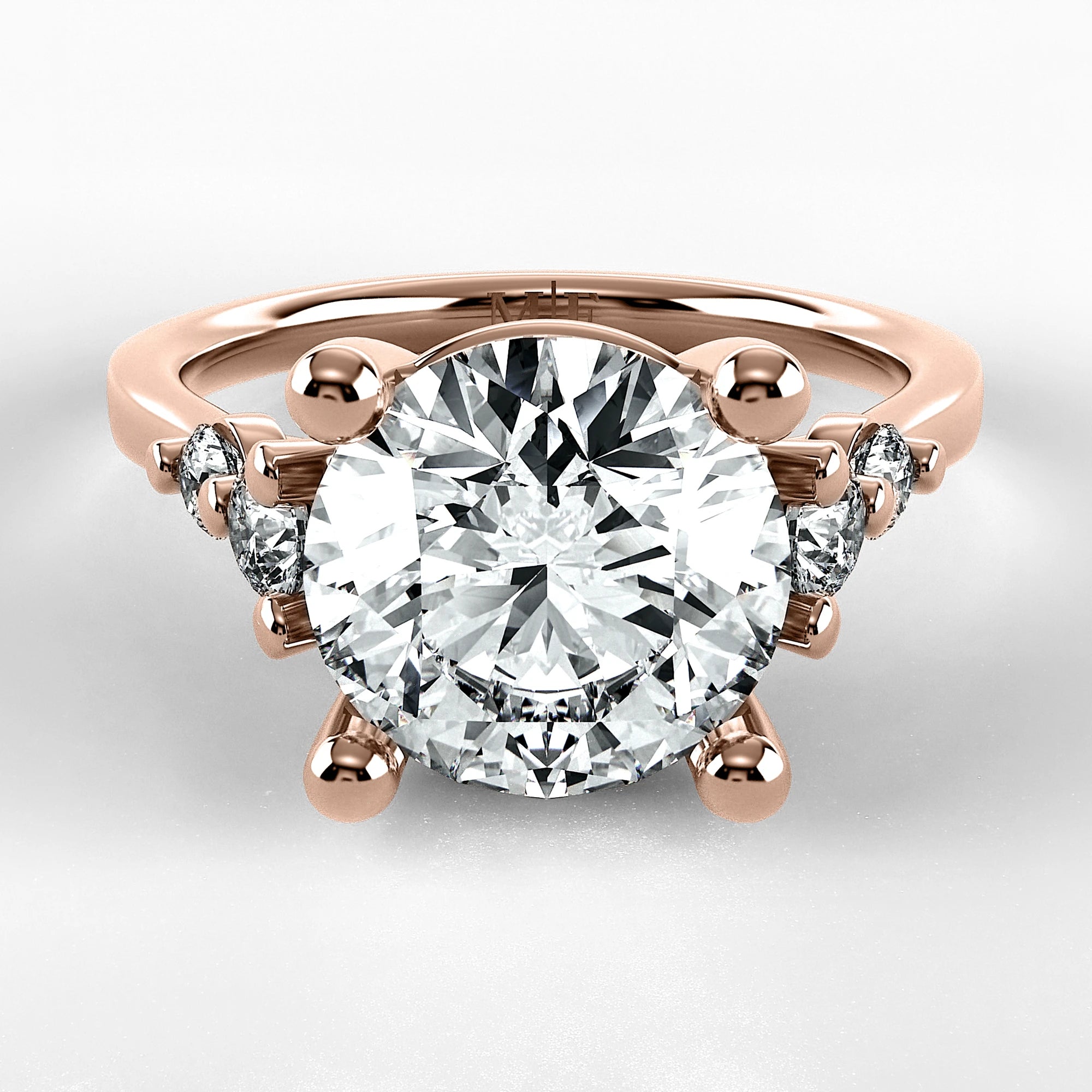 Anillo de Compromiso Constelación - Redondo en oro rosa - vista 1