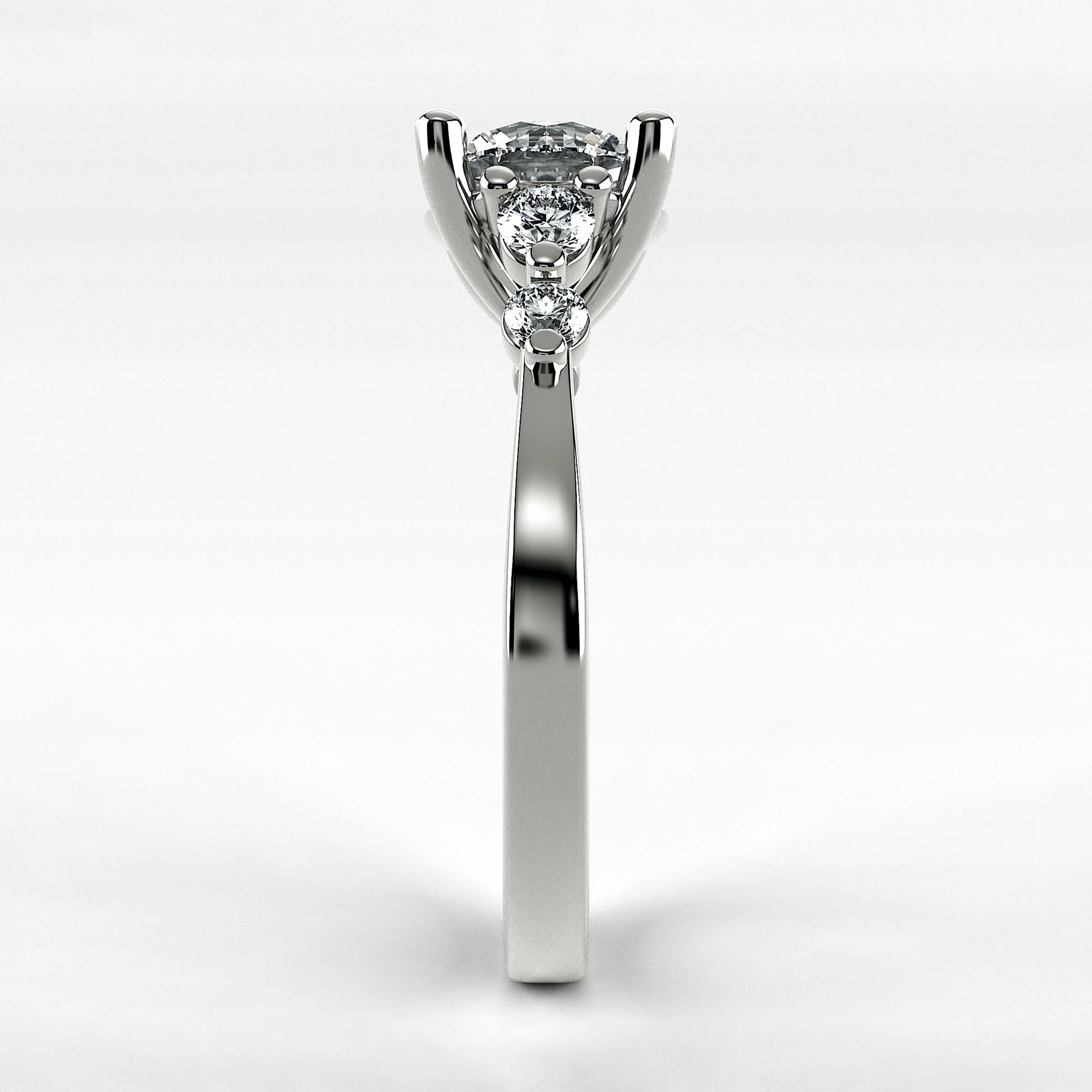 Anillo de Compromiso Constelación - Redondo en oro blanco - vista 2