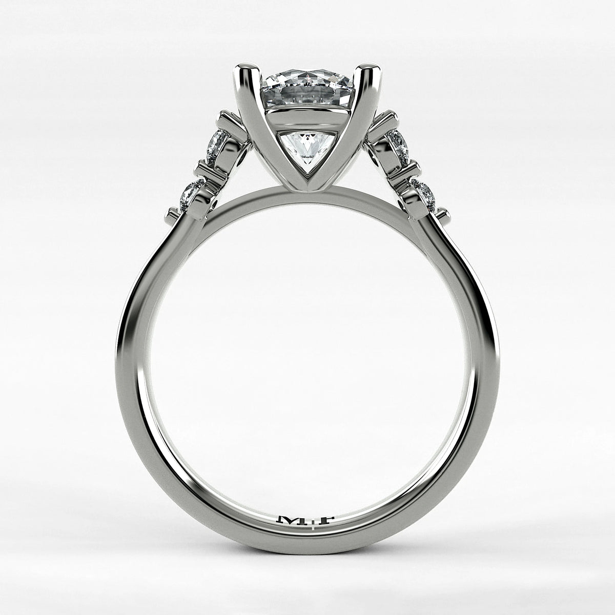 Anillo de Compromiso Constelación - Redondo en oro blanco - vista 3