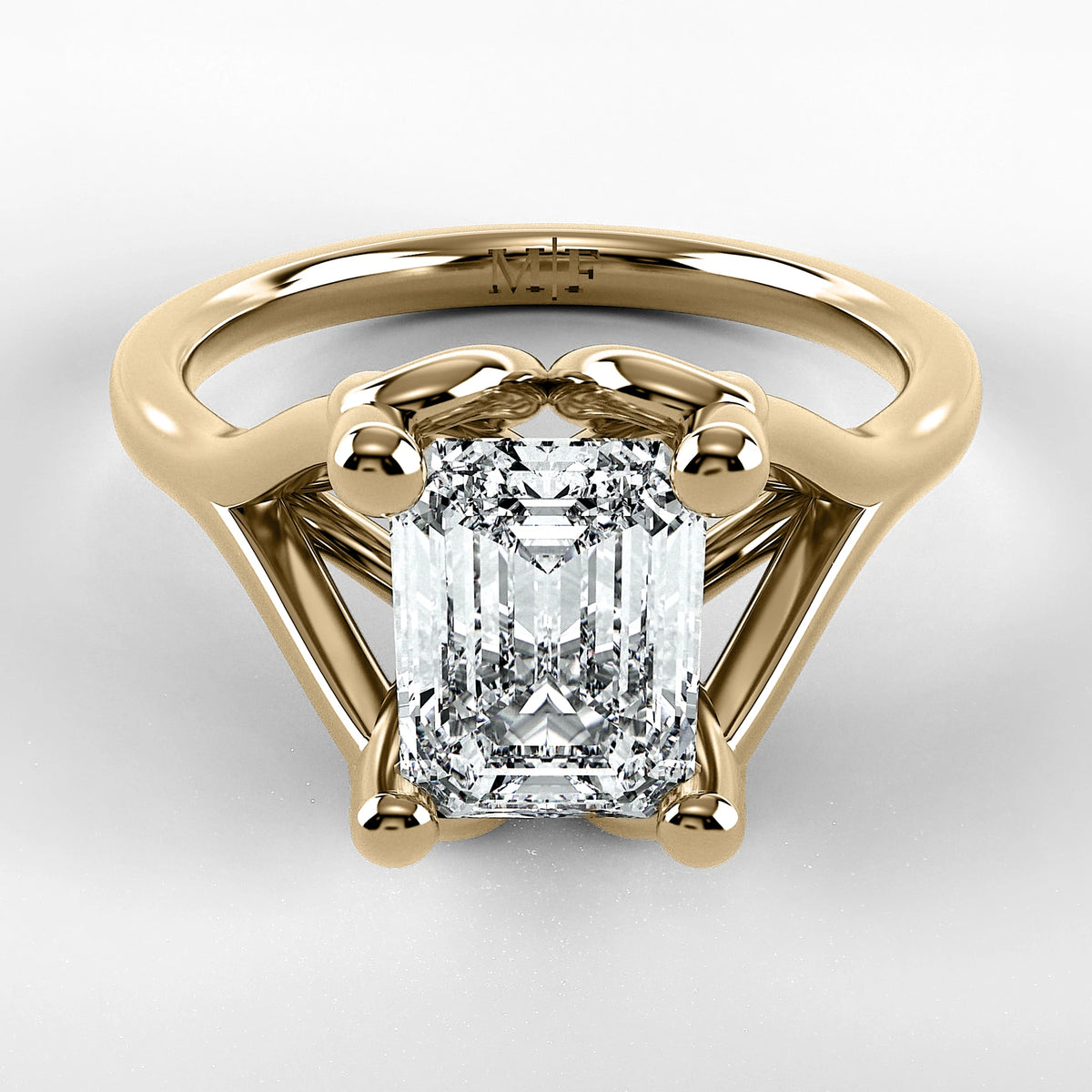 Anillo de Compromiso Apertura - Esmeralda en oro amarillo - vista 1
