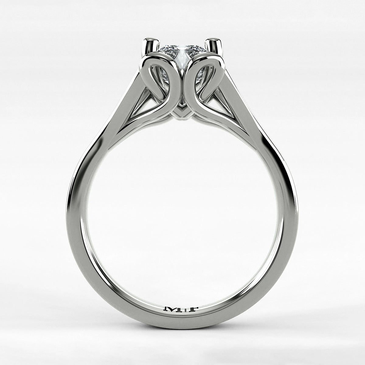 Anillo de Compromiso Apertura - Esmeralda en oro blanco - vista 3