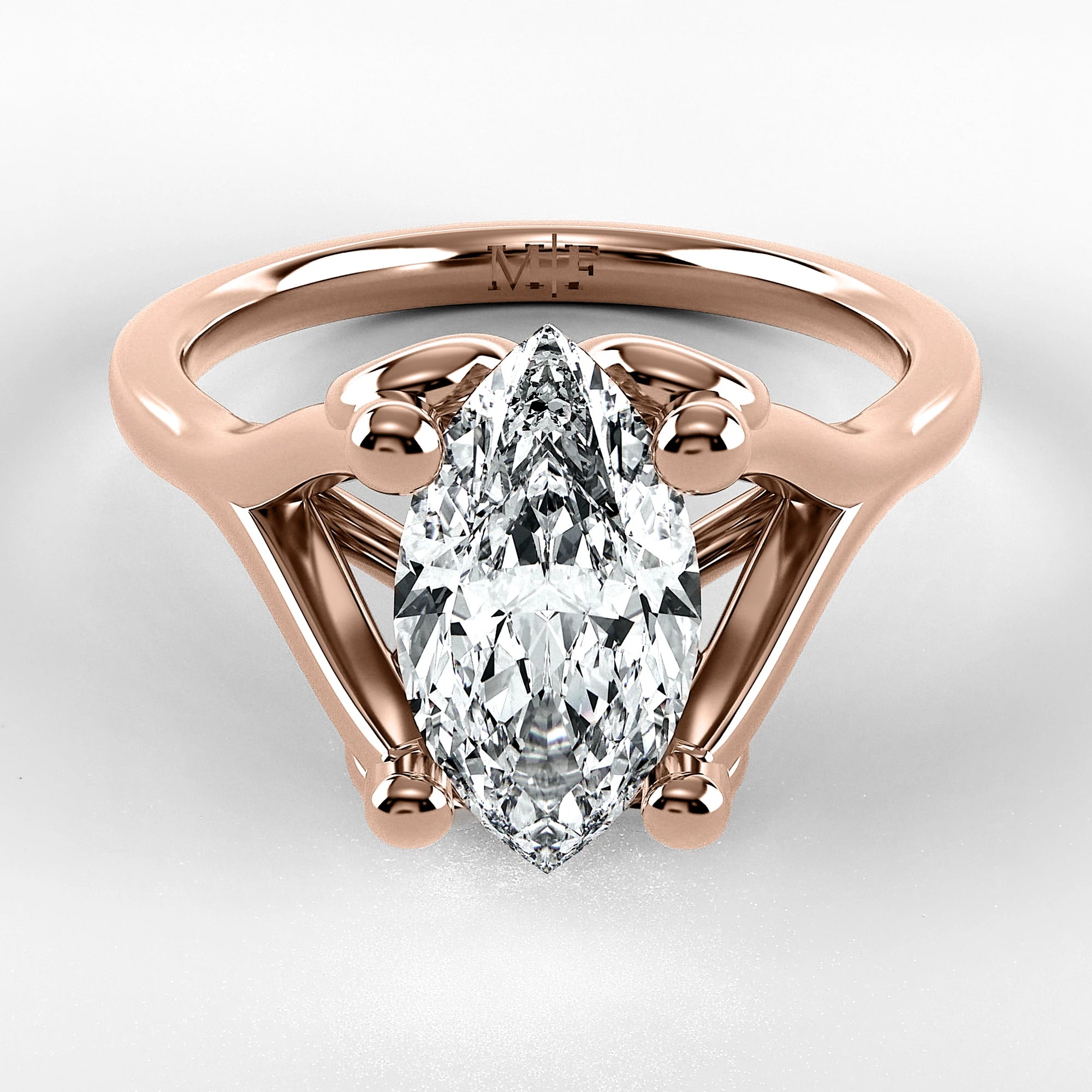 Anillo de Compromiso Apertura - Marquesa en oro rosa - vista 1