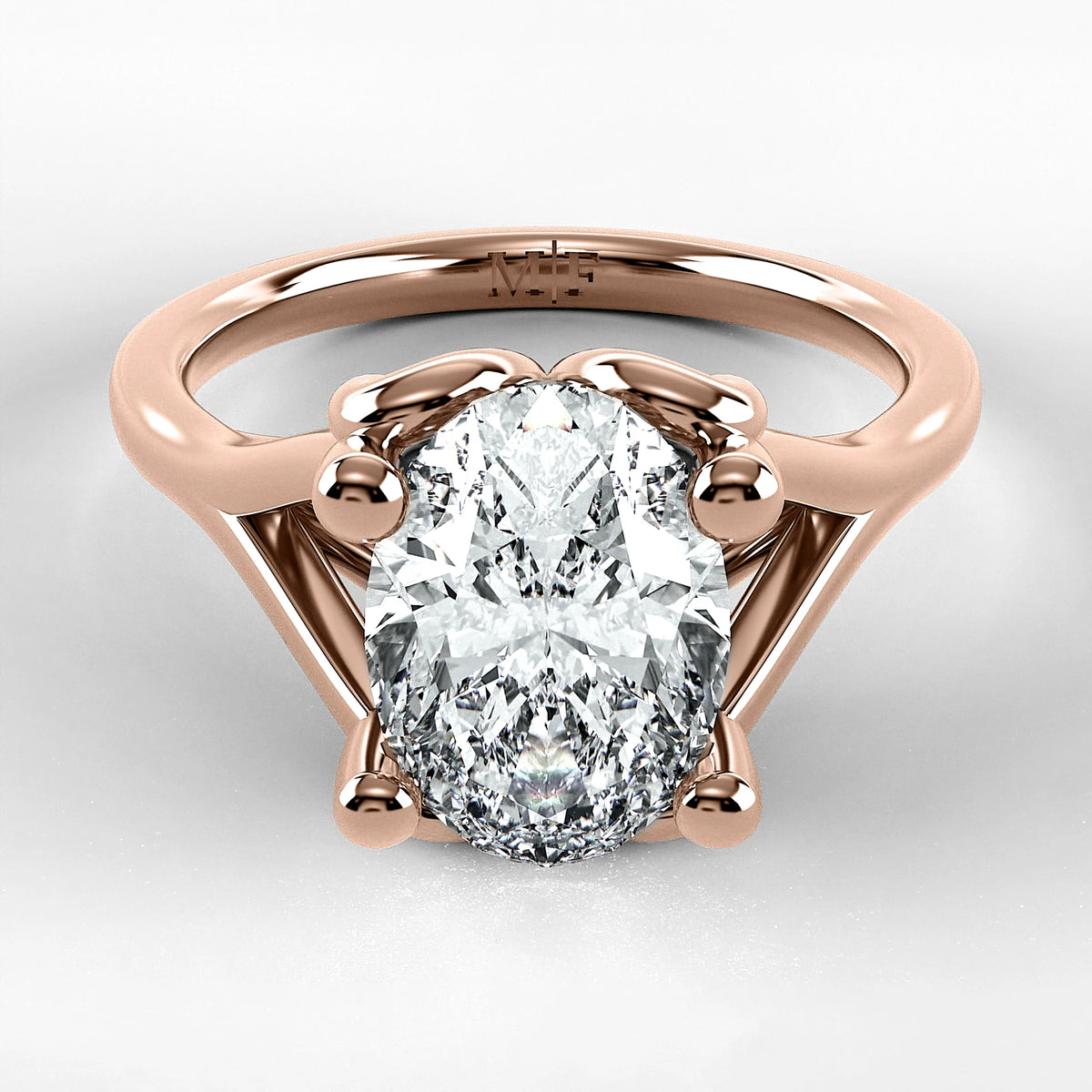Anillo de Compromiso Apertura - Oval en oro rosa - vista 1