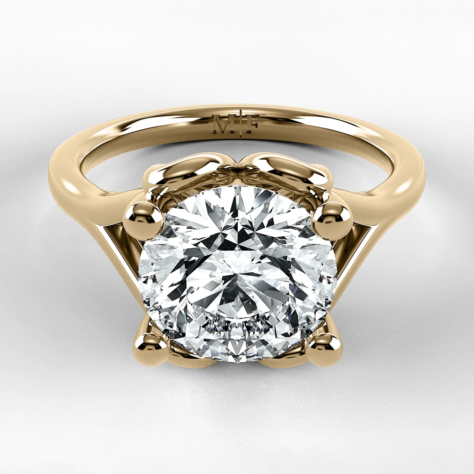 Anillo de Compromiso Apertura - Redondo en oro amarillo - vista 1