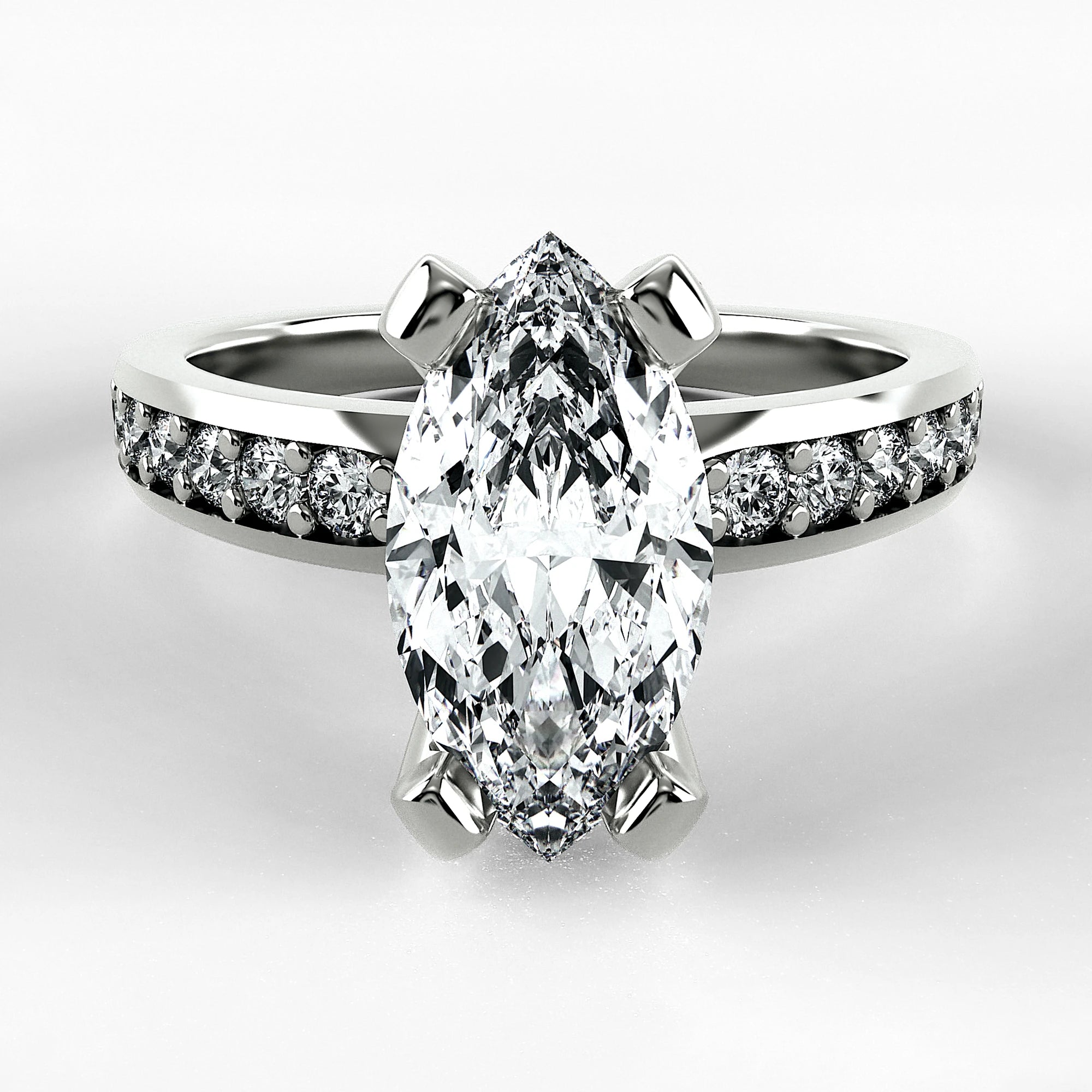 Anillo de Compromiso Pulso - Marquesa en oro blanco - vista 1