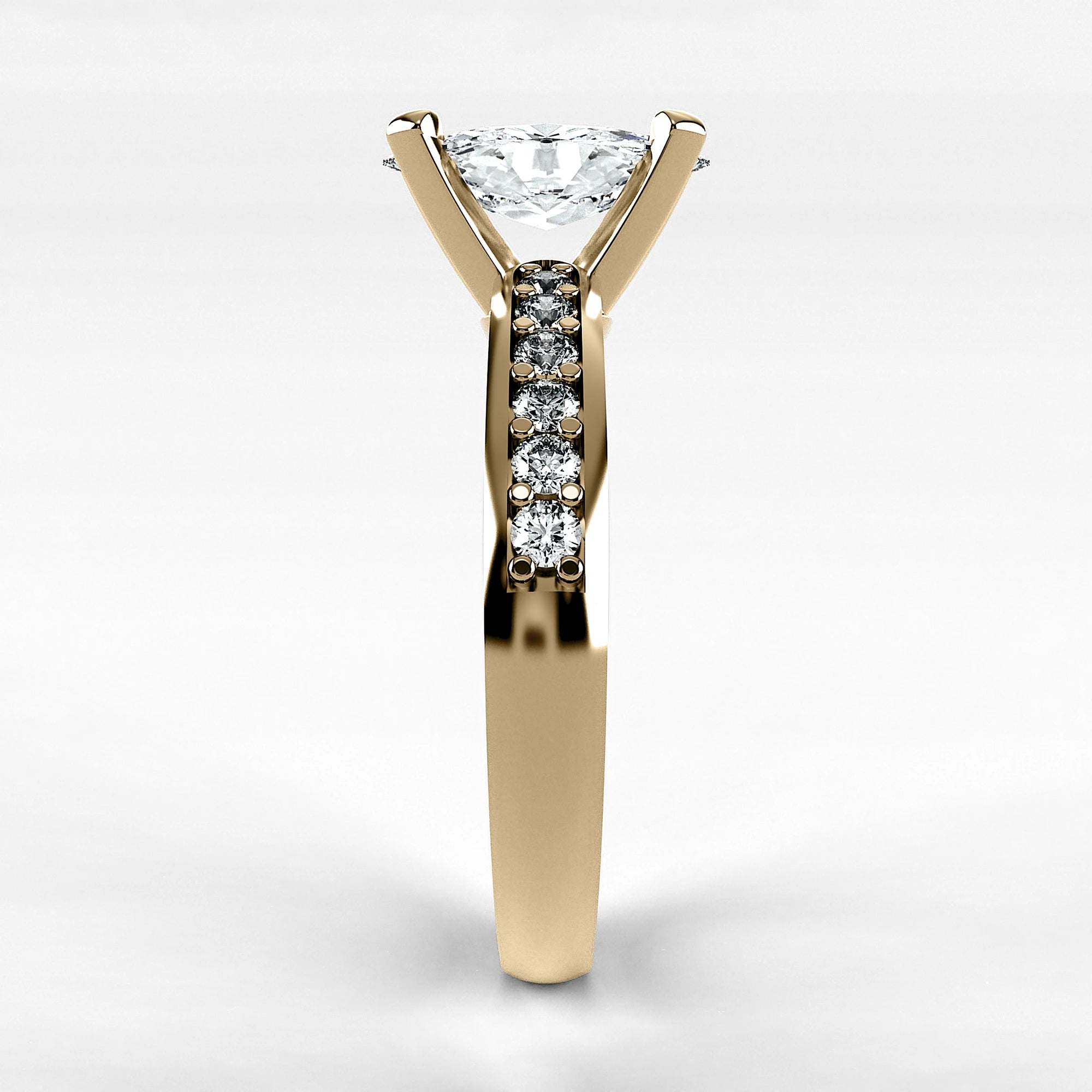 Anillo de Compromiso Pulso - Marquesa en oro amarillo - vista 2