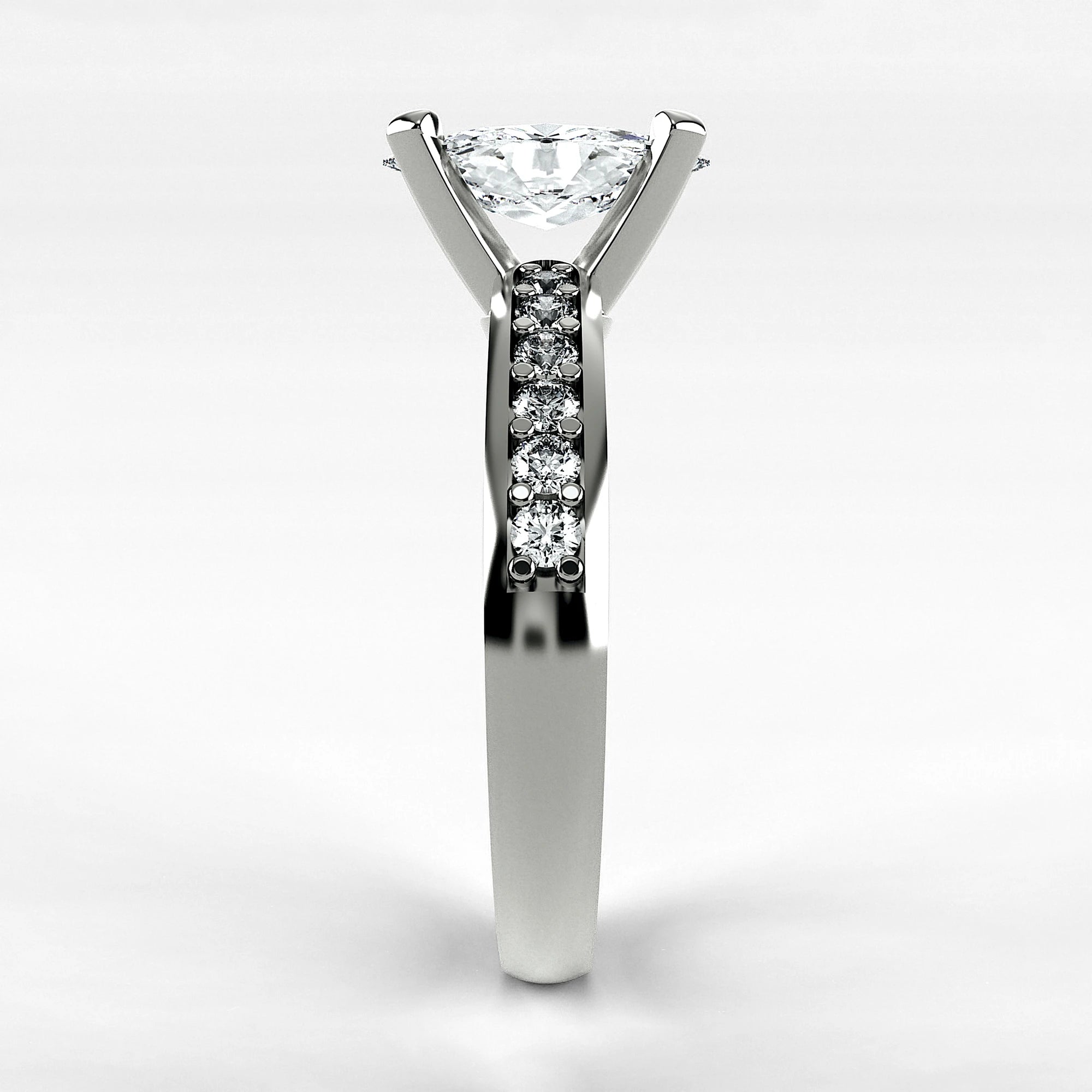 Anillo de Compromiso Pulso - Marquesa en oro blanco - vista 2