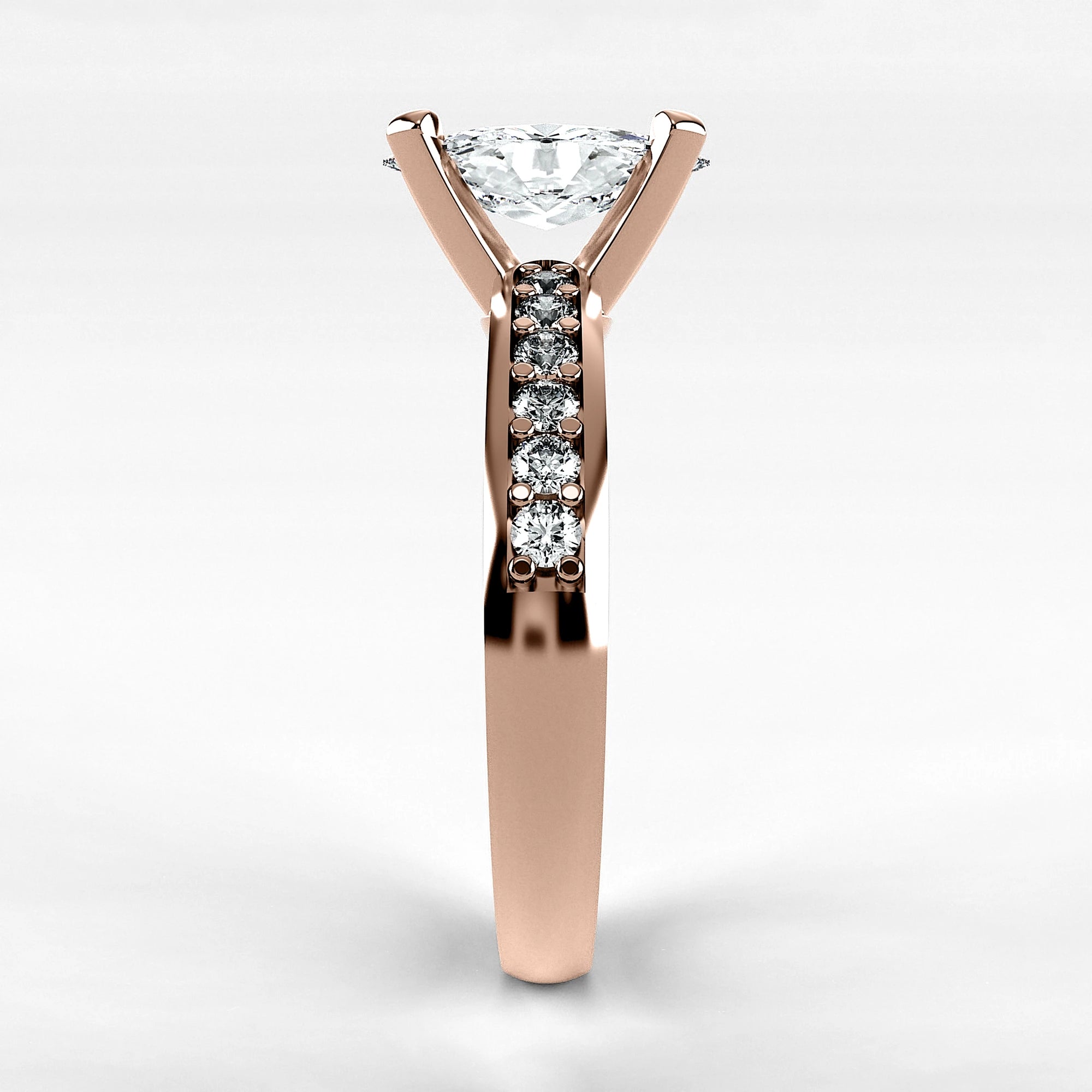 Anillo de Compromiso Pulso - Marquesa en oro rosa - vista 2