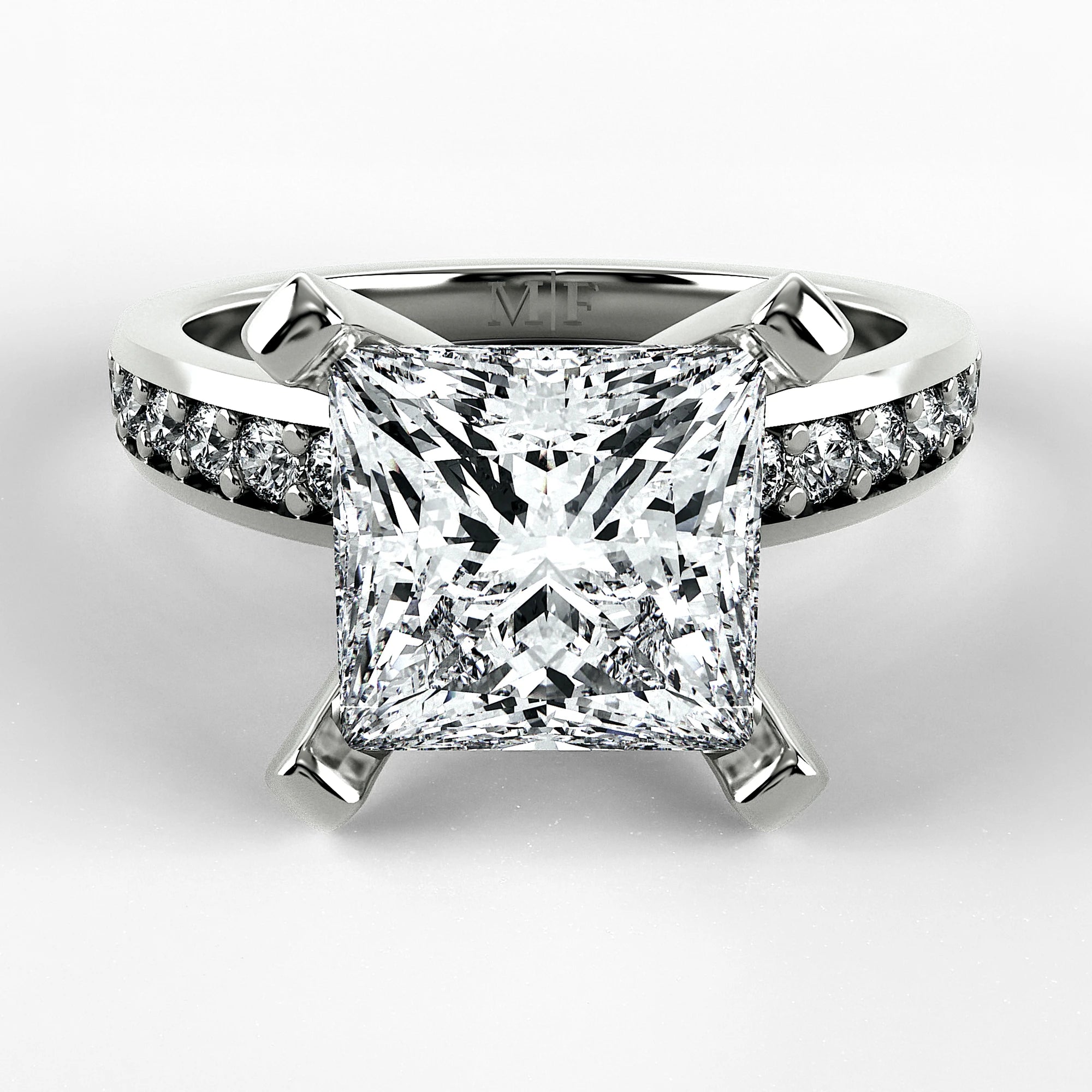 Anillo de Compromiso Pulso - Princess en oro blanco - vista 1