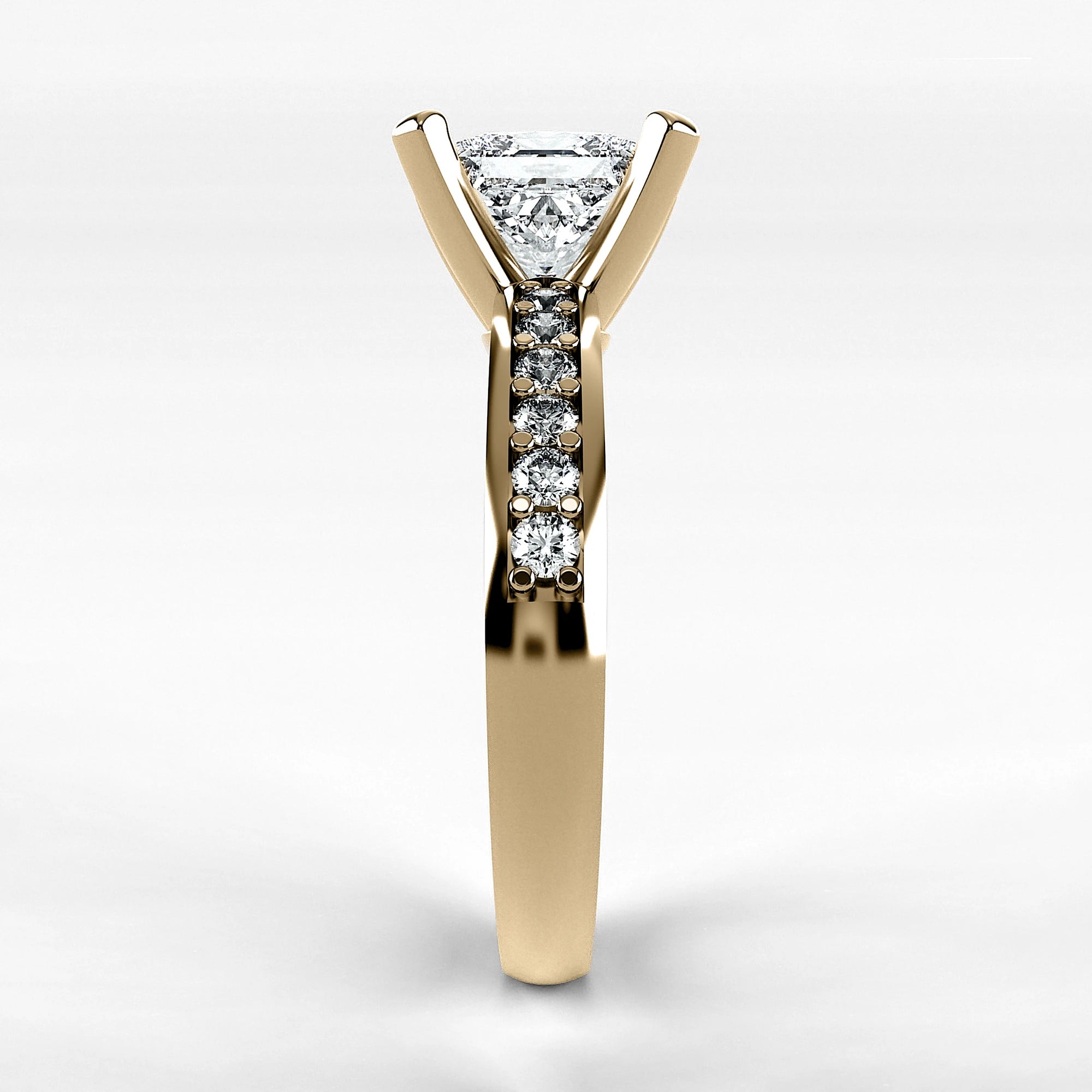 Anillo de Compromiso Pulso - Princess en oro amarillo - vista 2