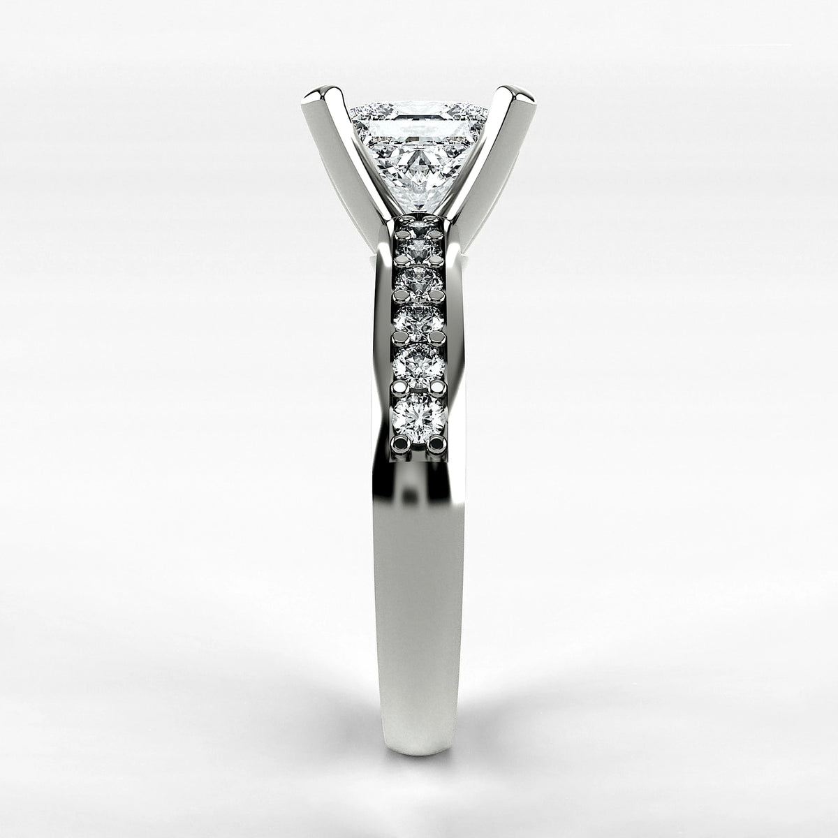 Anillo de Compromiso Pulso - Princess en oro blanco - vista 2