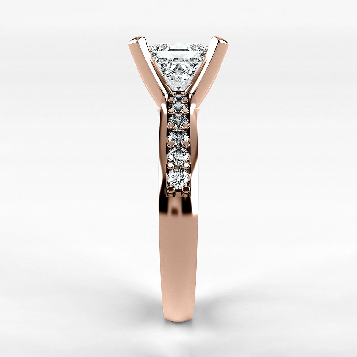Anillo de Compromiso Pulso - Princess en oro rosa - vista 2