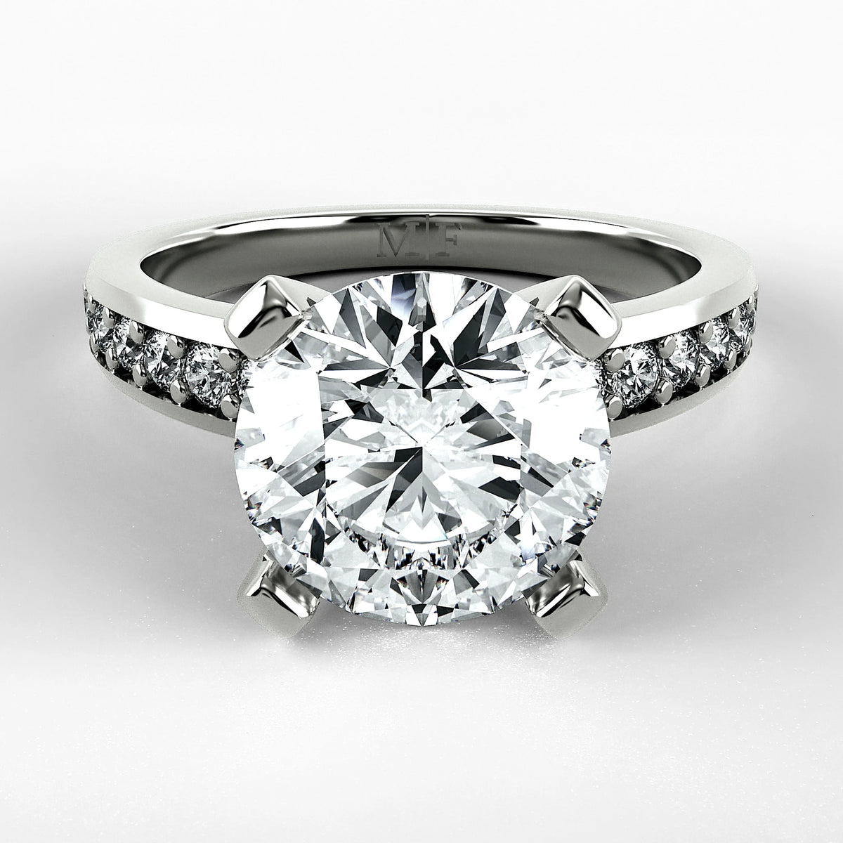 Anillo de Compromiso Pulso - Redondo en oro blanco - vista 1