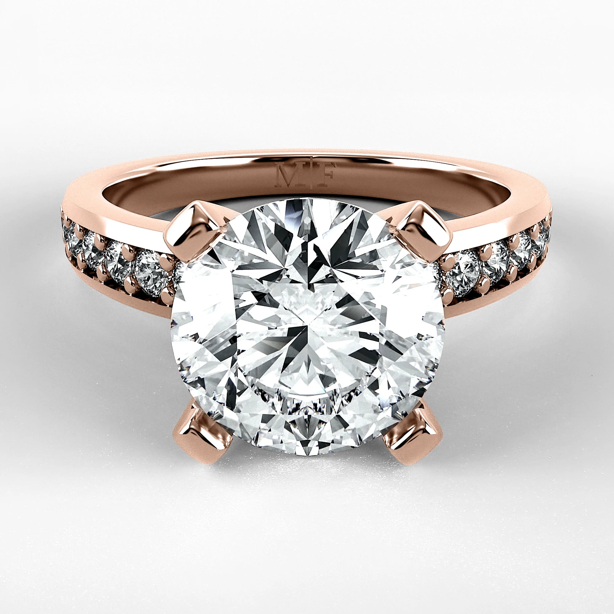 Anillo de Compromiso Pulso - Redondo en oro rosa - vista 1