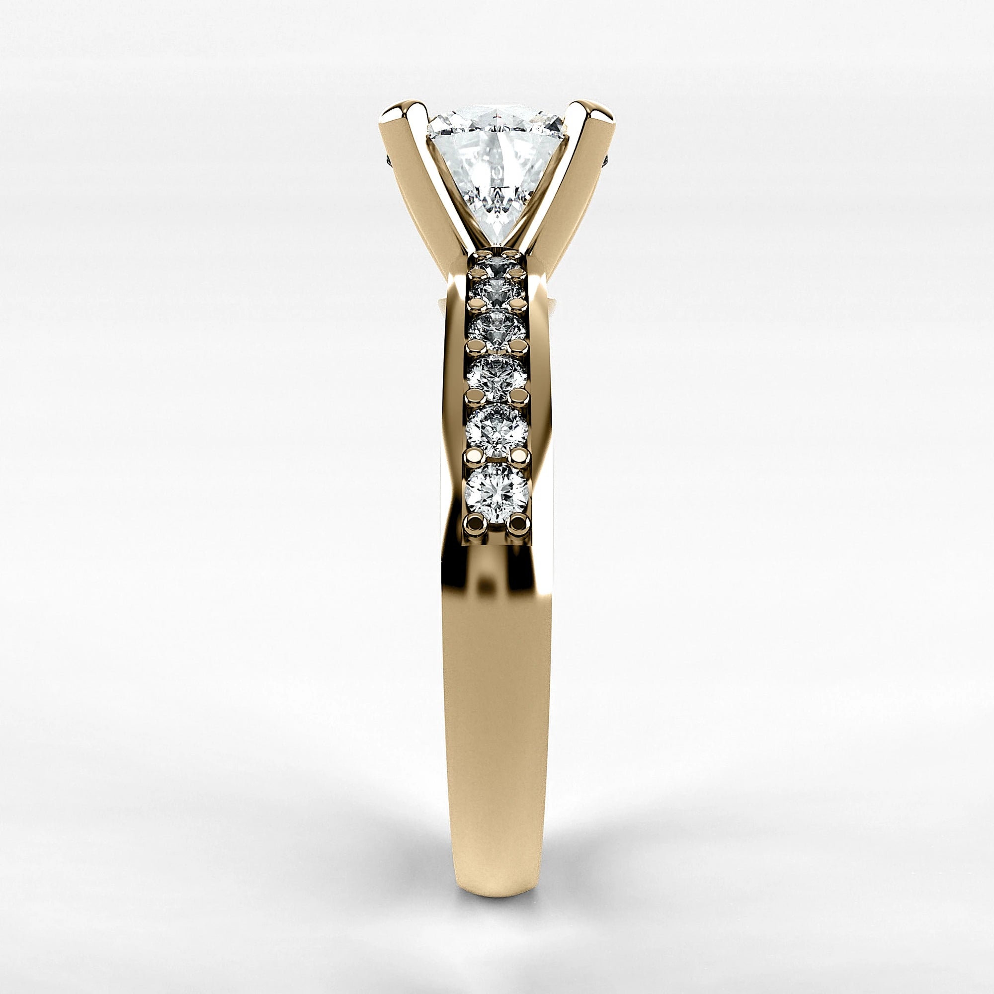 Anillo de Compromiso Pulso - Redondo en oro amarillo - vista 2