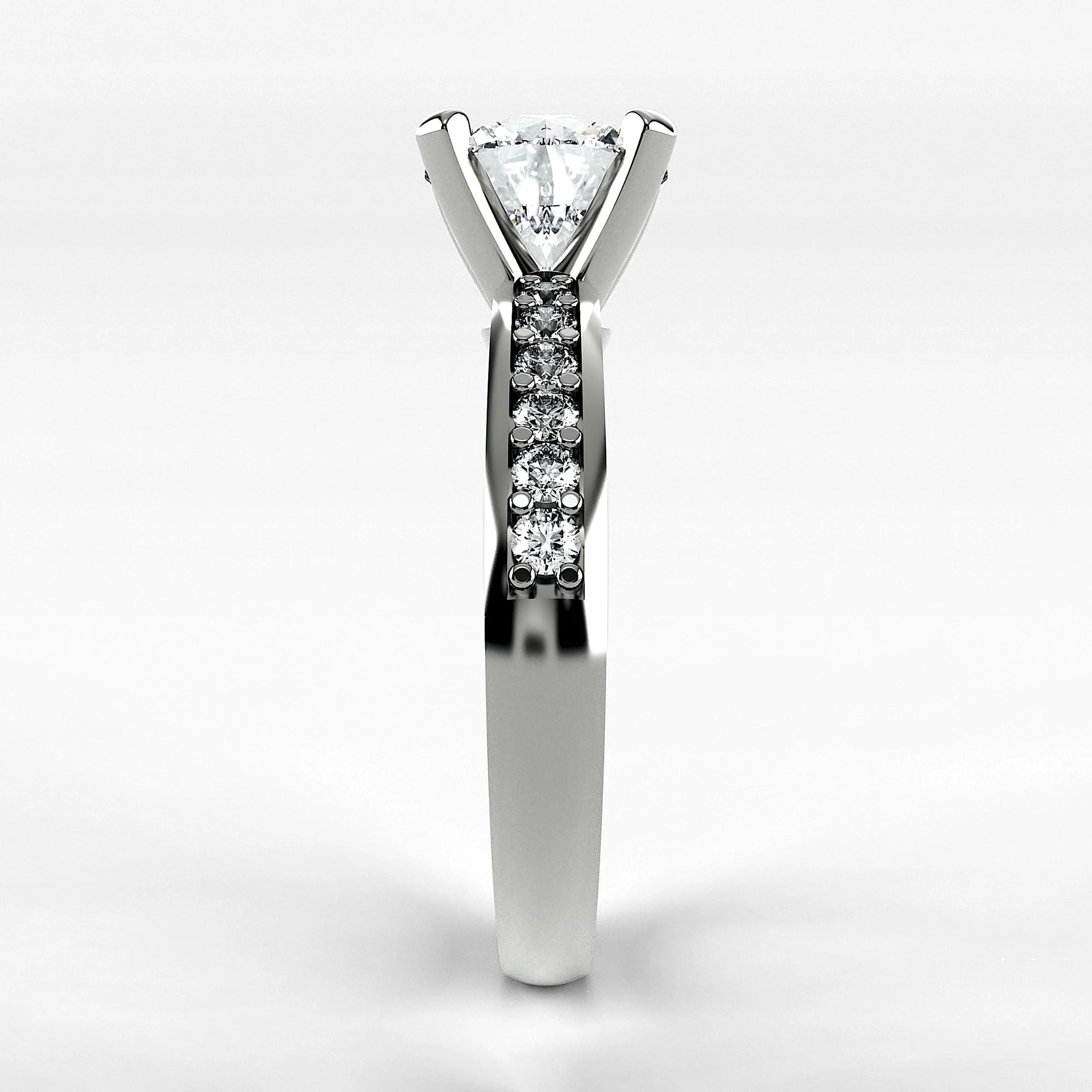 Anillo de Compromiso Pulso - Redondo en oro blanco - vista 2