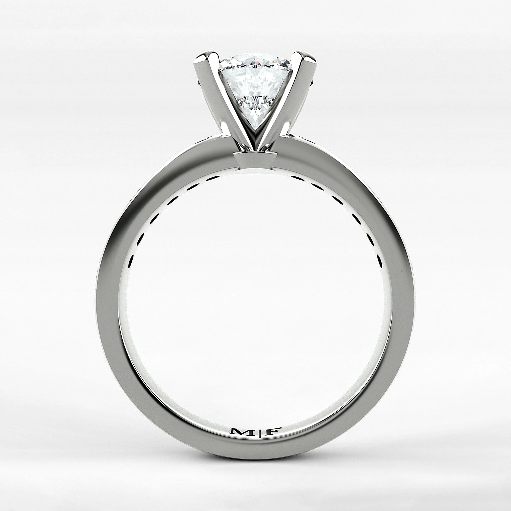 Anillo de Compromiso Pulso - Redondo en oro blanco - vista 3