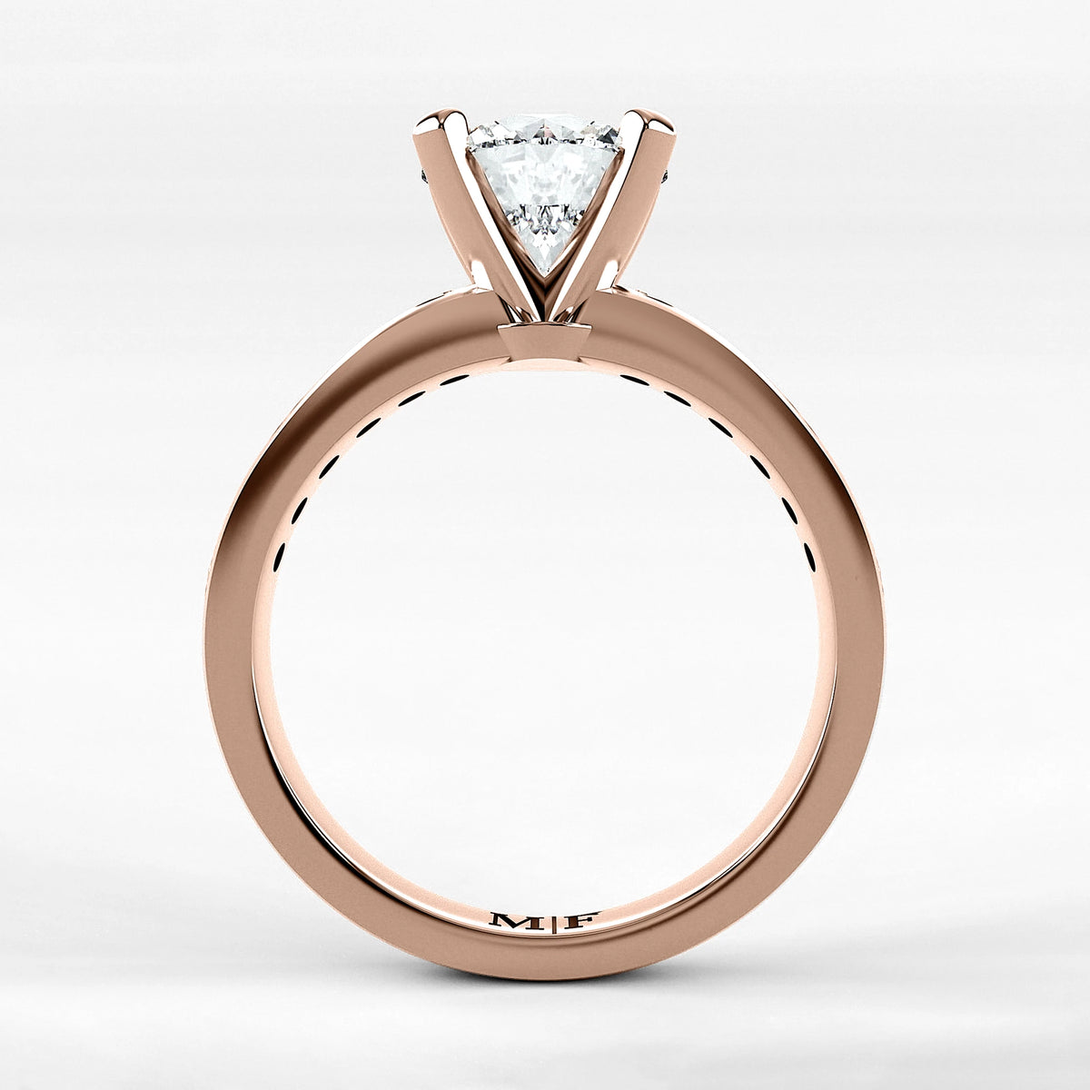 Anillo de Compromiso Pulso - Redondo en oro rosa - vista 3