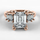 Anillo de Compromiso Eje - Esmeralda en oro rosa - vista 1