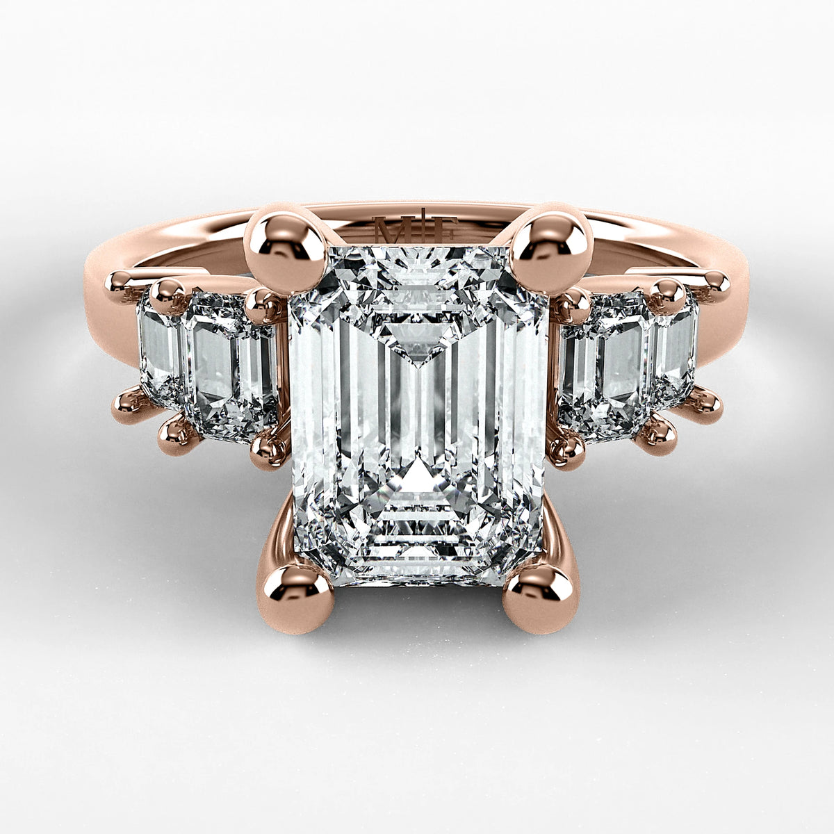 Anillo de Compromiso Eje - Esmeralda en oro rosa - vista 1