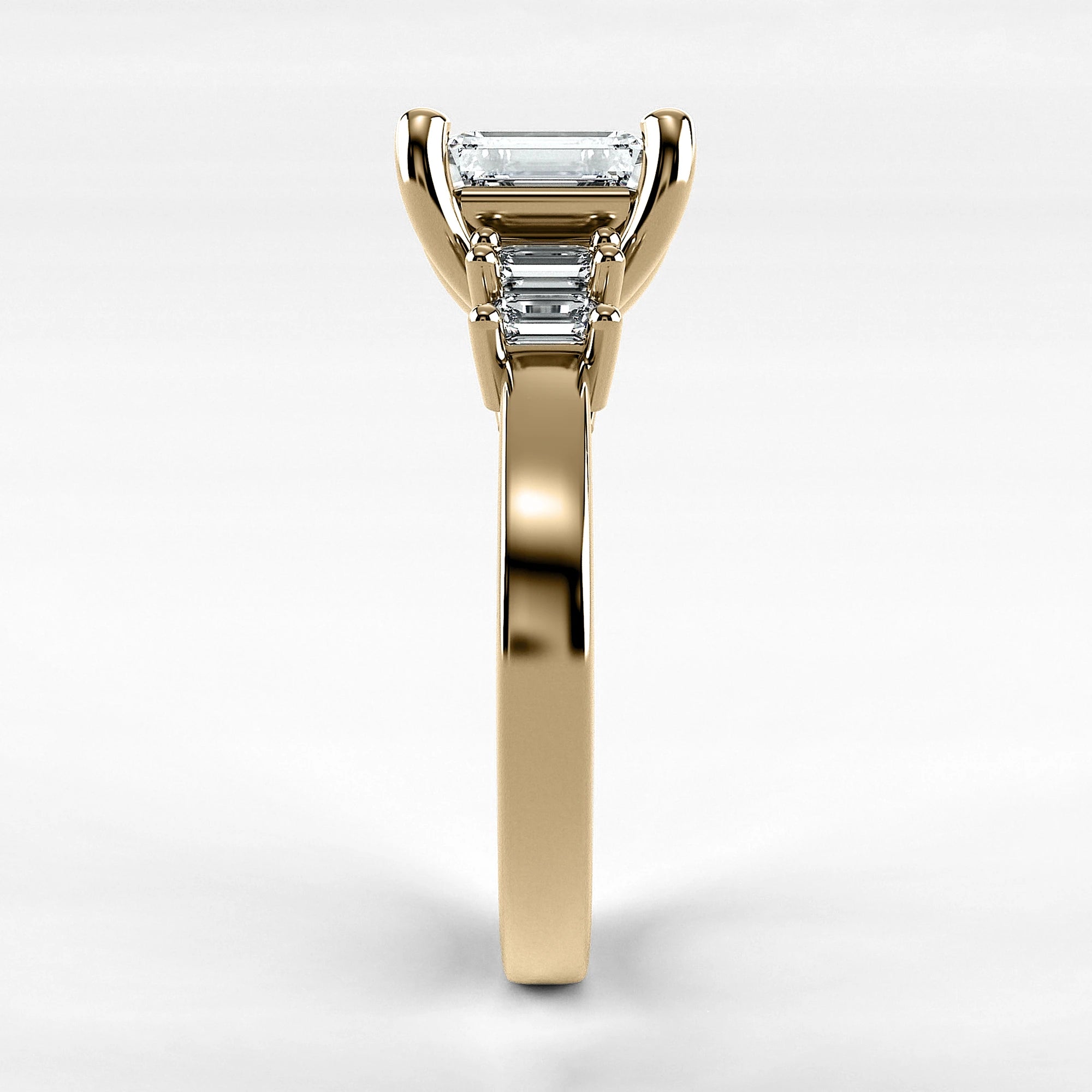 Anillo de Compromiso Eje - Esmeralda en oro amarillo - vista 2