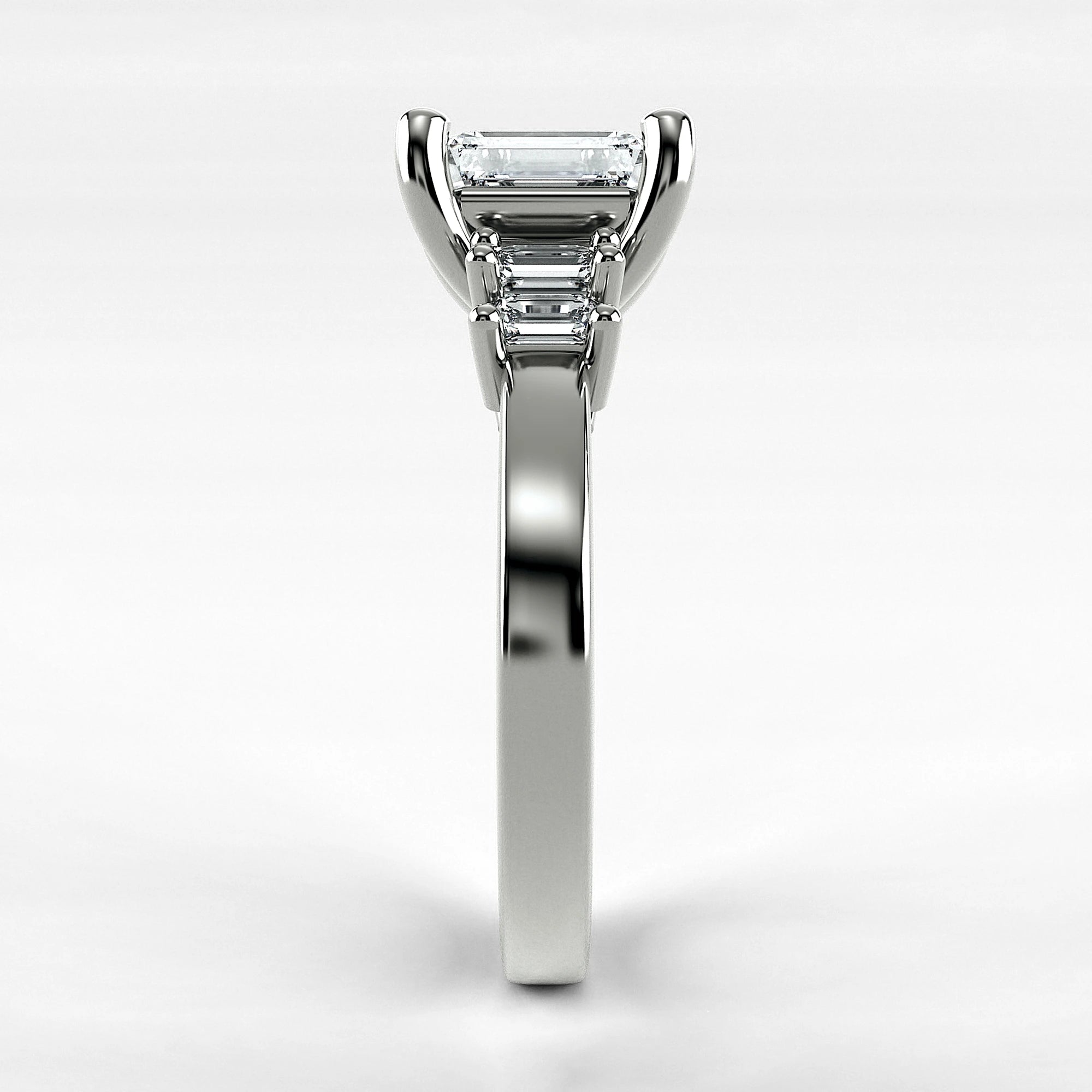Anillo de Compromiso Eje - Esmeralda en oro blanco - vista 2