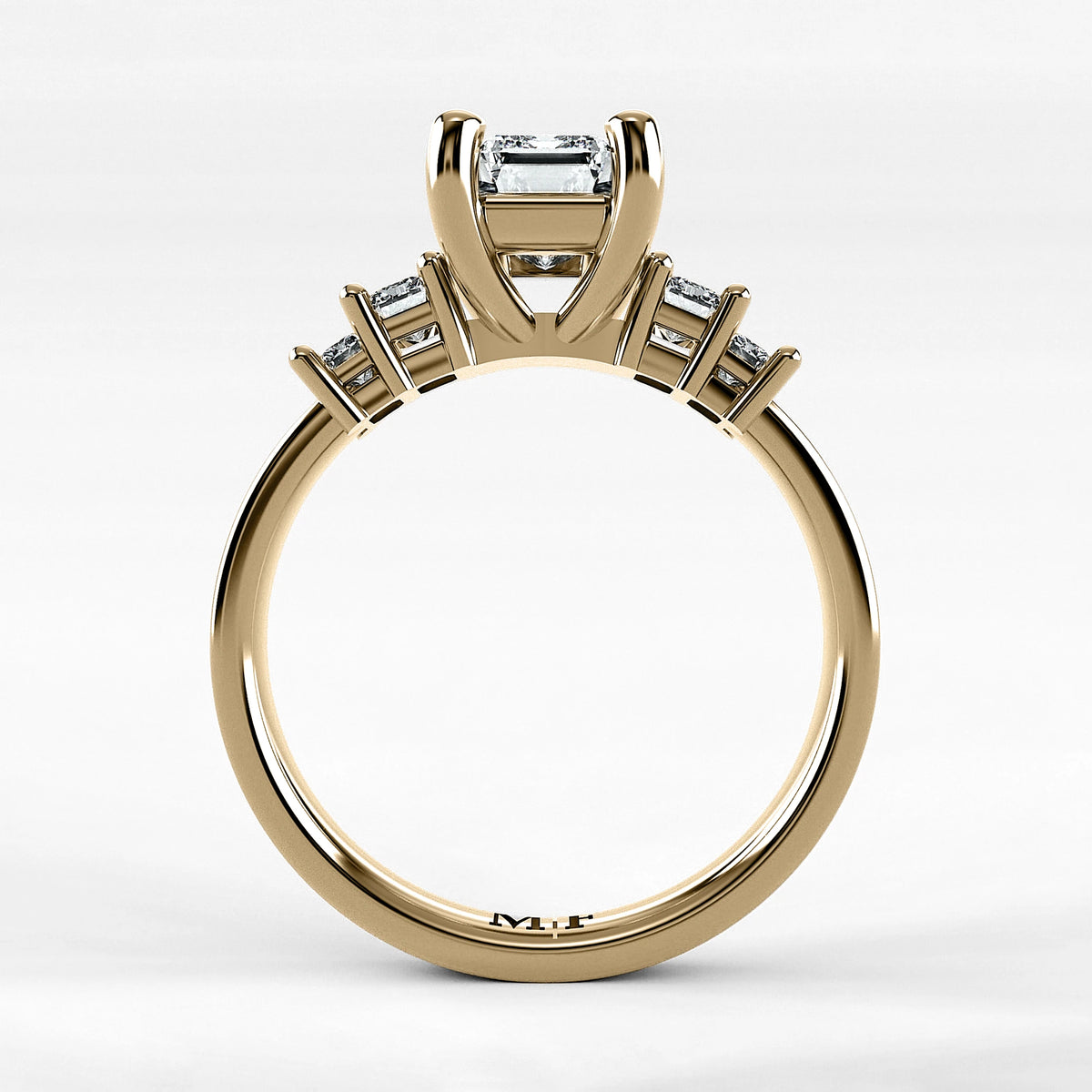 Anillo de Compromiso Eje - Esmeralda en oro amarillo - vista 3