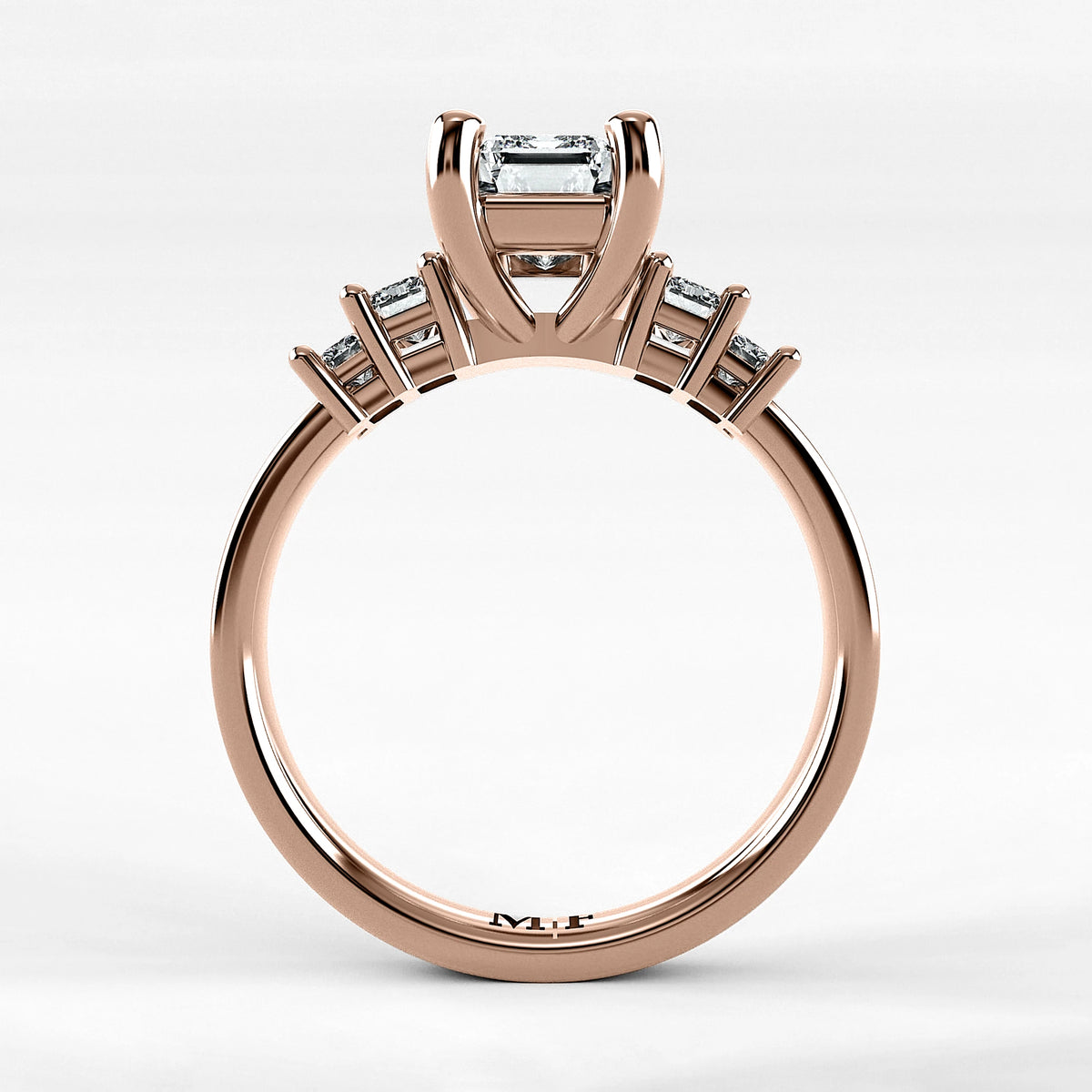Anillo de Compromiso Eje - Esmeralda en oro rosa - vista 3