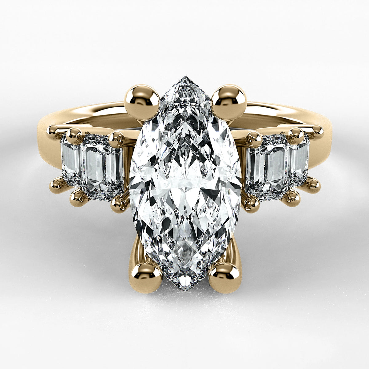 Anillo de Compromiso Eje - Marquesa en oro amarillo - vista 1
