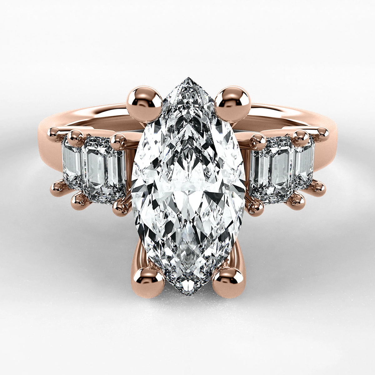 Anillo de Compromiso Eje - Marquesa en oro rosa - vista 1