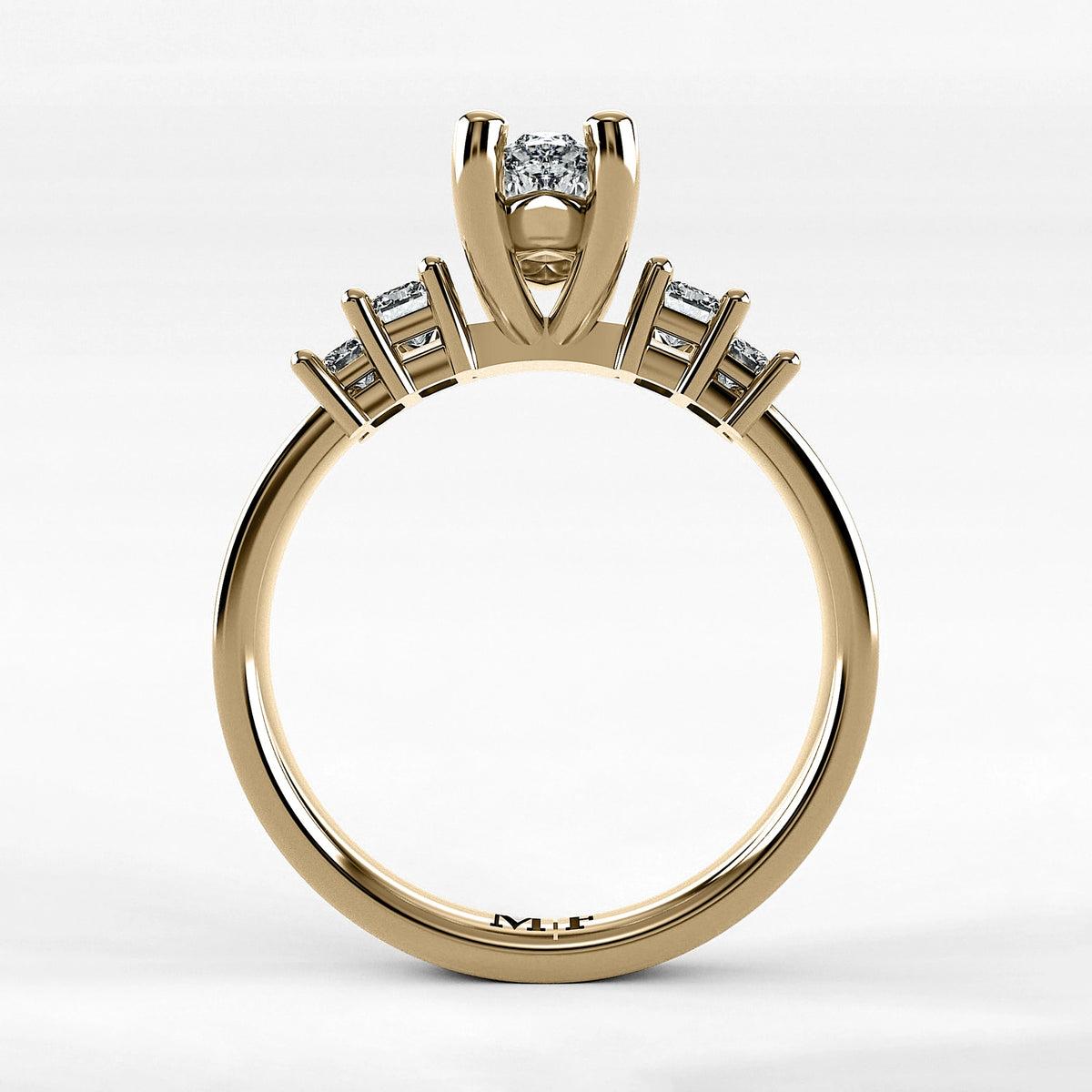 Anillo de Compromiso Eje - Marquesa en oro amarillo - vista 3