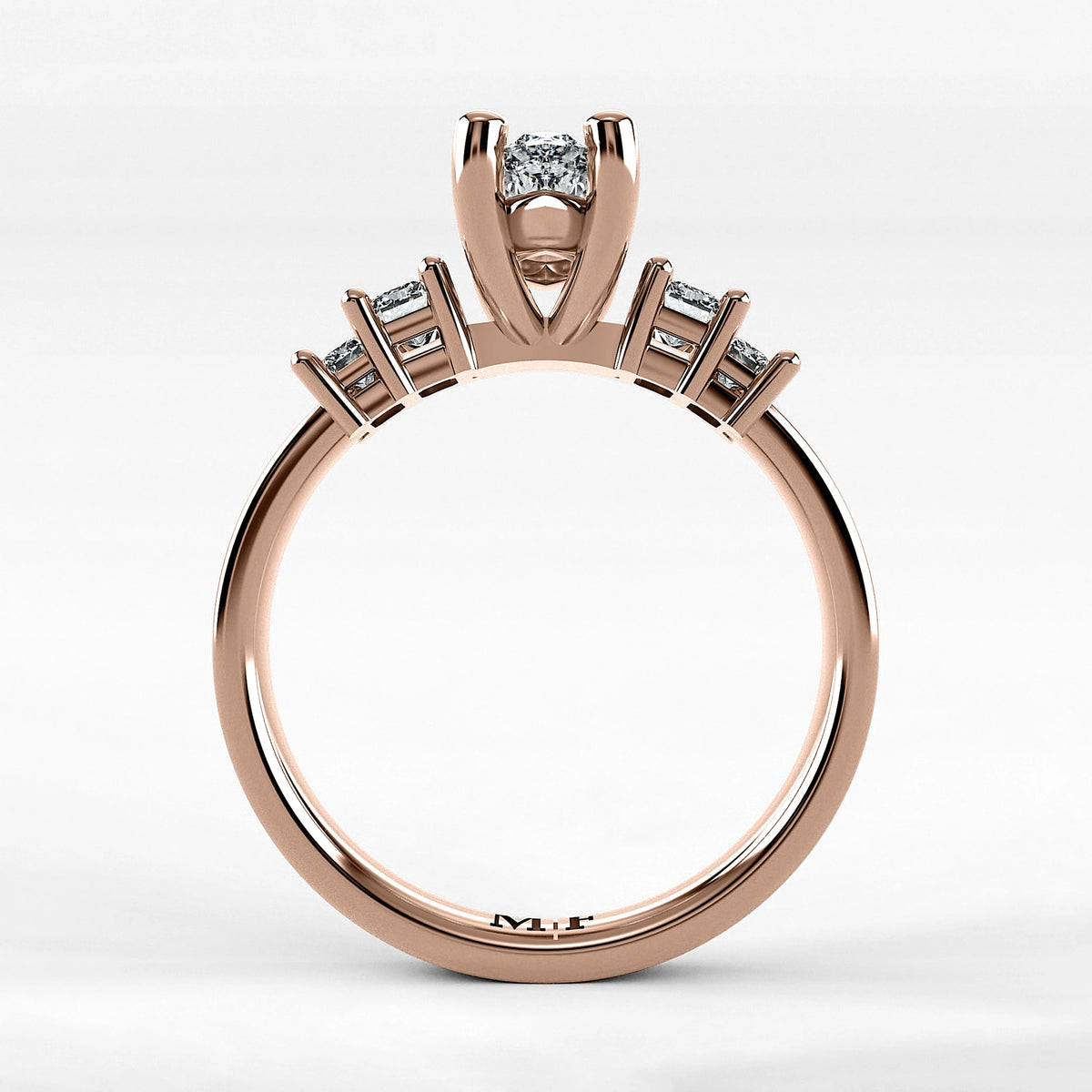 Anillo de Compromiso Eje - Marquesa en oro rosa - vista 3