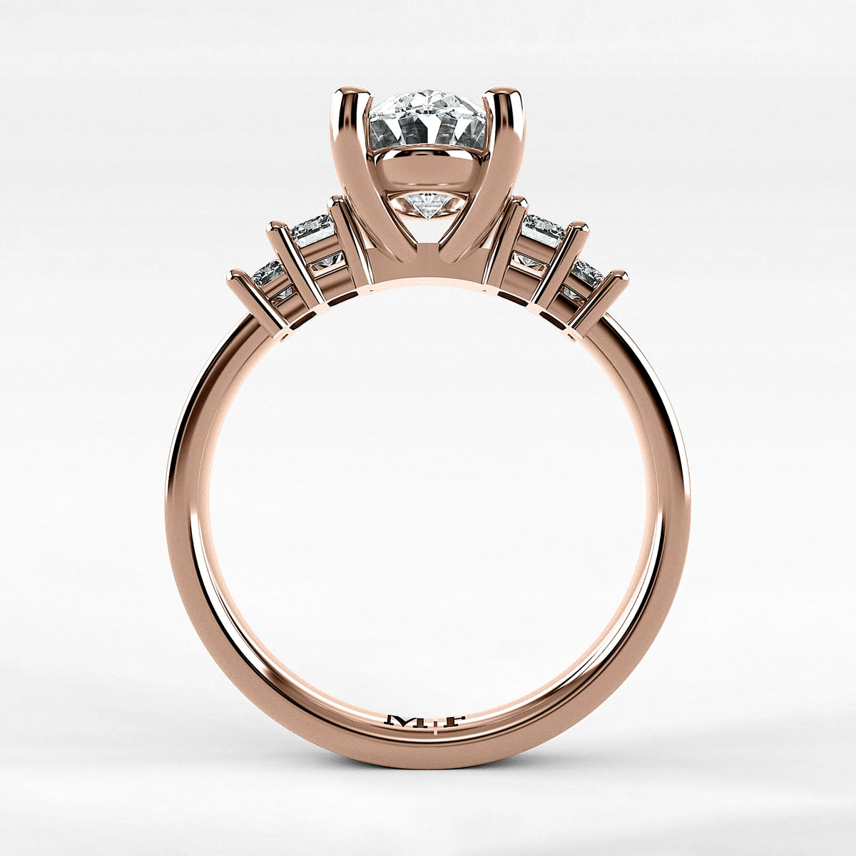 Anillo de Compromiso Eje - Oval en oro rosa - vista 3