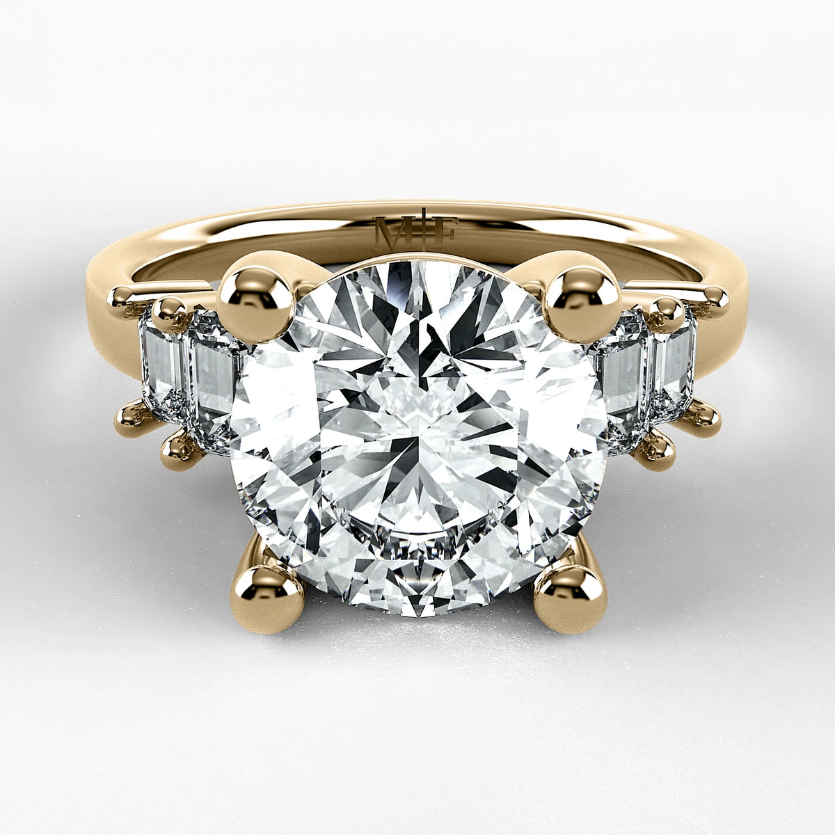 Anillo de Compromiso Eje - Redondo en oro amarillo - vista 1