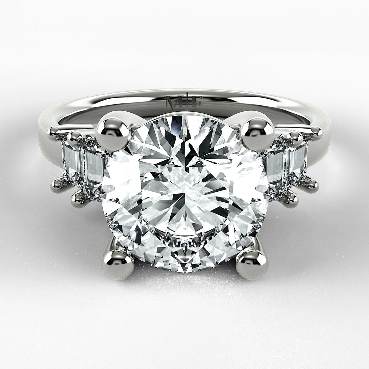 Anillo de Compromiso Eje - Redondo en oro blanco - vista 1