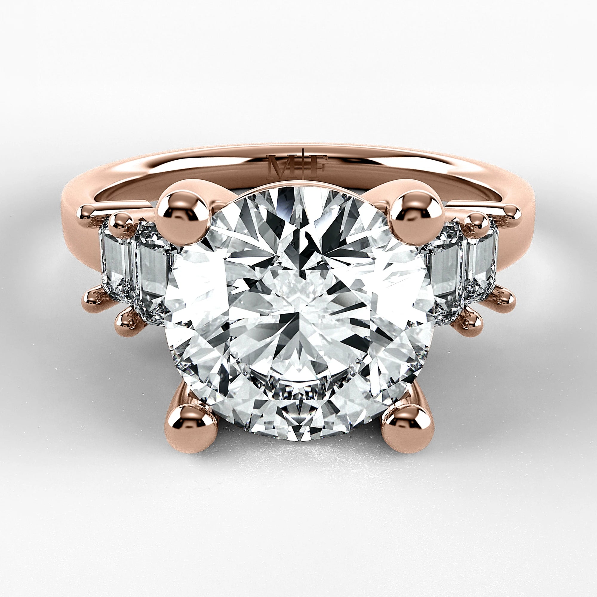 Anillo de Compromiso Eje - Redondo en oro rosa - vista 1